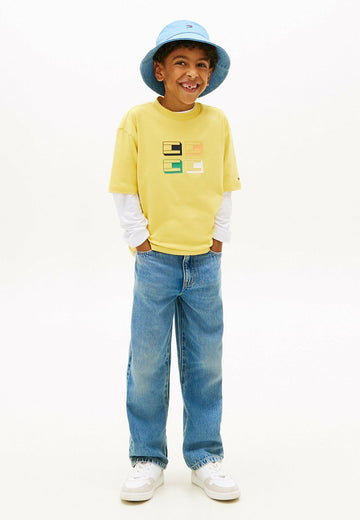 Tommy Hilfiger 3D FLAG GRAPHIC - T-Shirt print - yellow dahlia