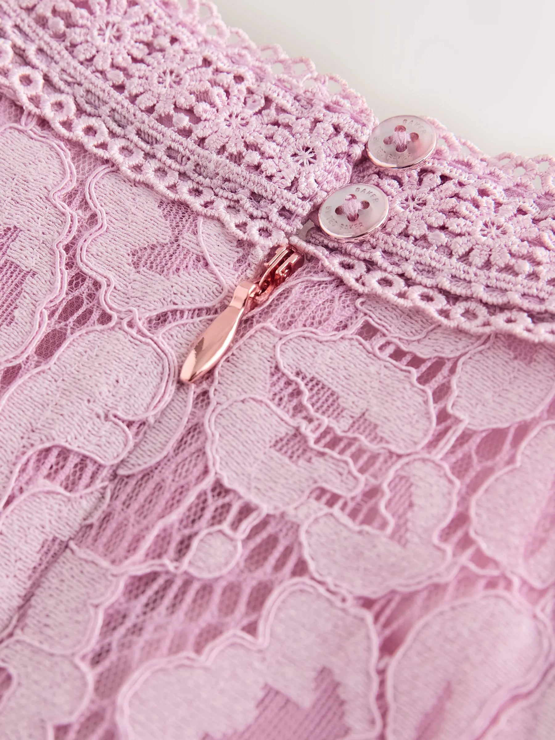 Baker by Ted Baker Dusky Pink Lace Halter Drop Waist Dress