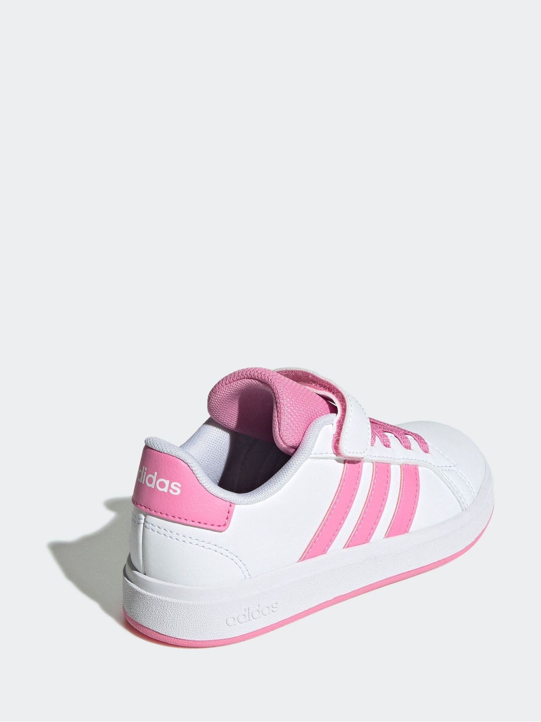 adidas White/Pink Grand Court 2.0 Easy On Kids Trainers