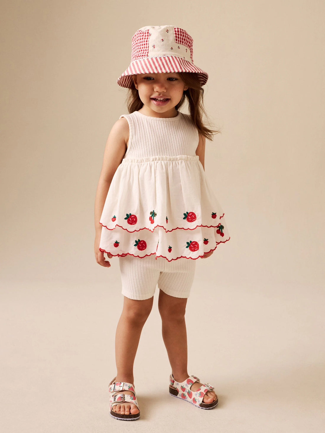 Ecru Berry Embroidery Broderie Peplum Vest and Cycle Shorts Set (3mths-8yrs)