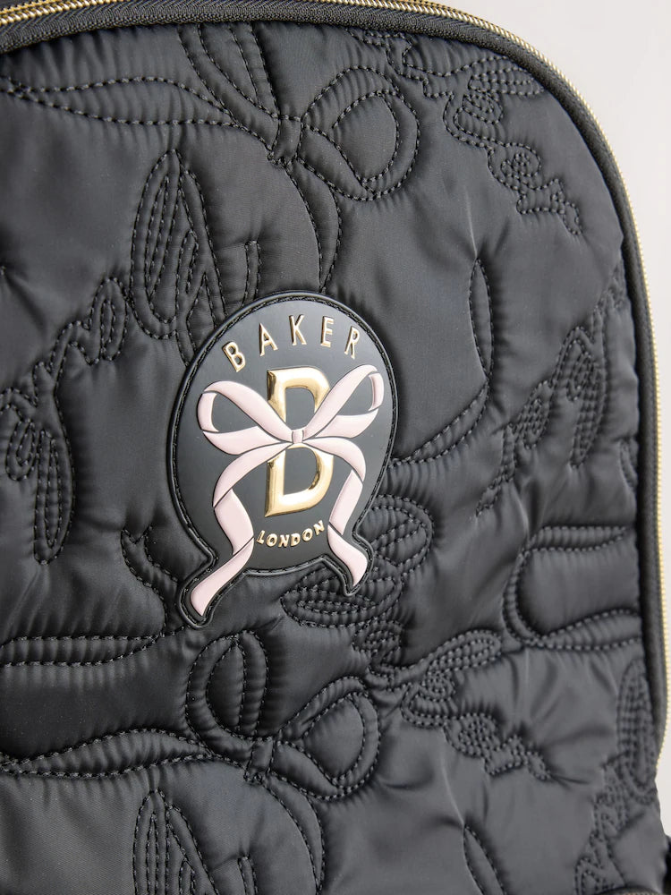 Baker by Ted Baker Black Back to School Childrens Quilted Bow Backpack