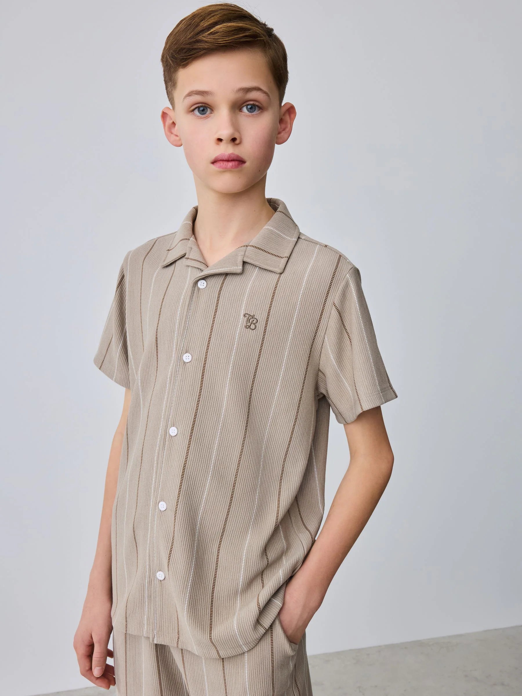 Baker by Ted Baker Stripe Brown Shirt and Shorts Set