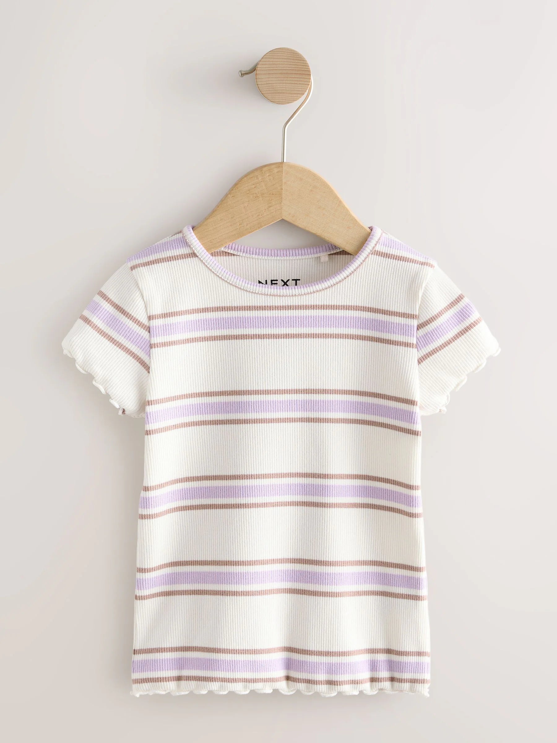 Neutral Ribbed Short Sleeve Tops 5 Pack (3mths-7yrs)