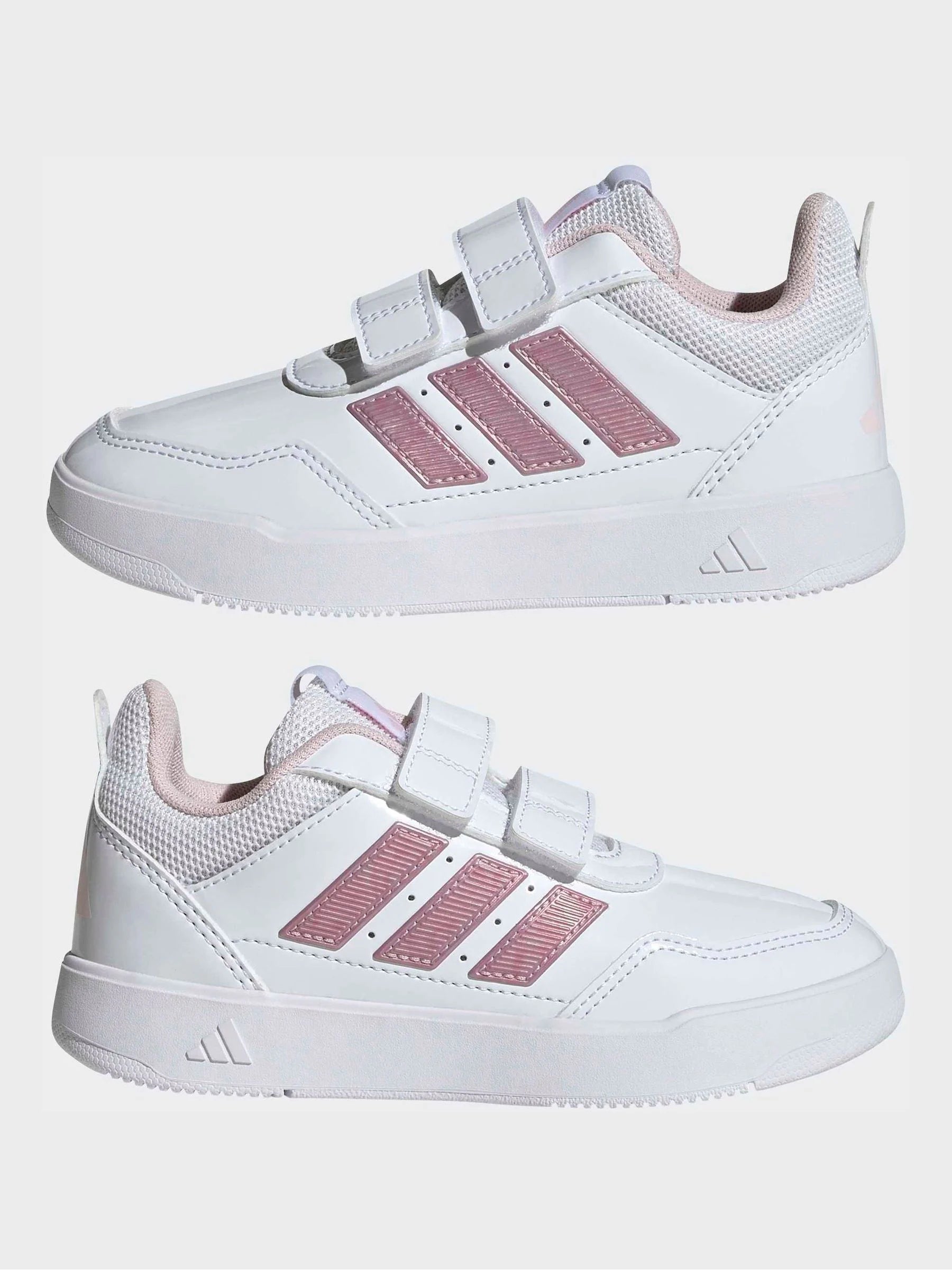 adidas White Pink Hook and Loop Tensaur Sport 3.0 Junior Trainers