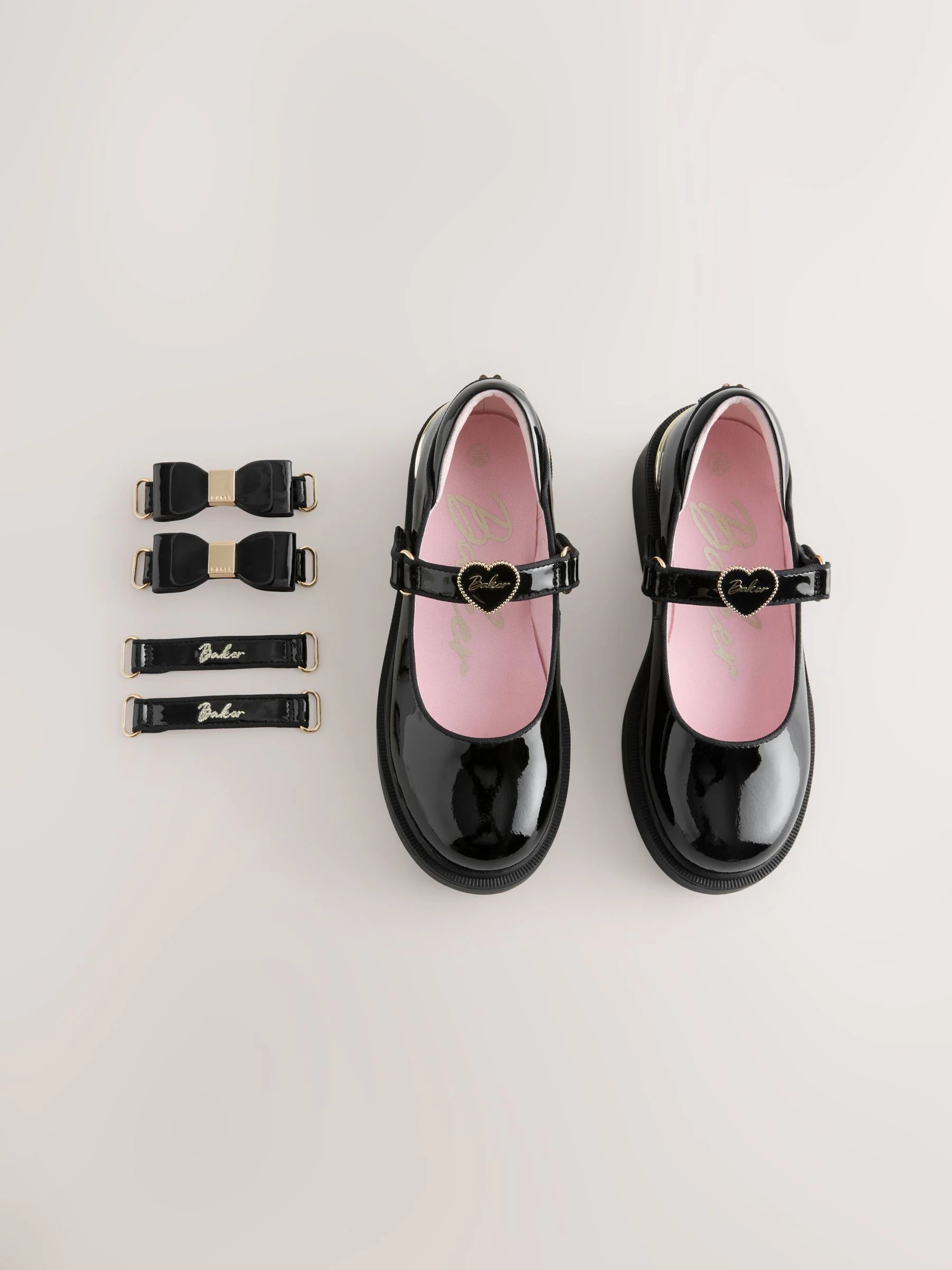 Baker by Ted Baker Back to School Patent Multiple Straps Chunky Mary Jane Black Shoes