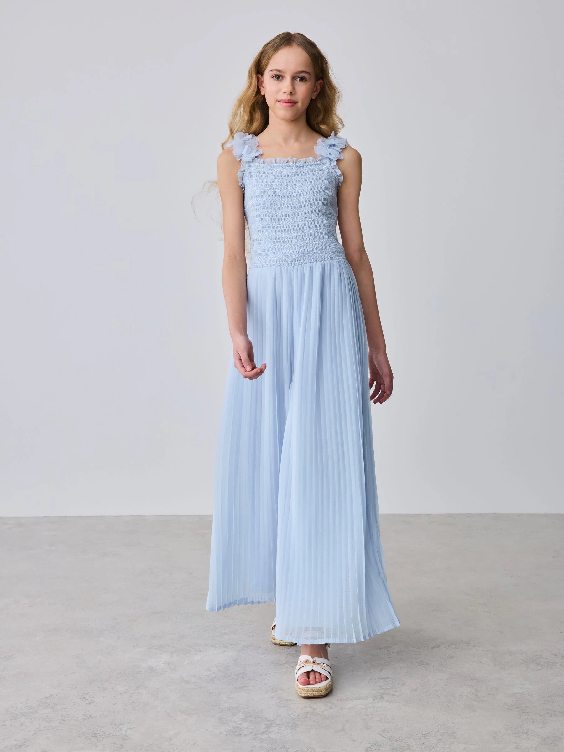Baker by Ted Baker 3D Floral Strappy Pleated Wide Leg Jumpsuit