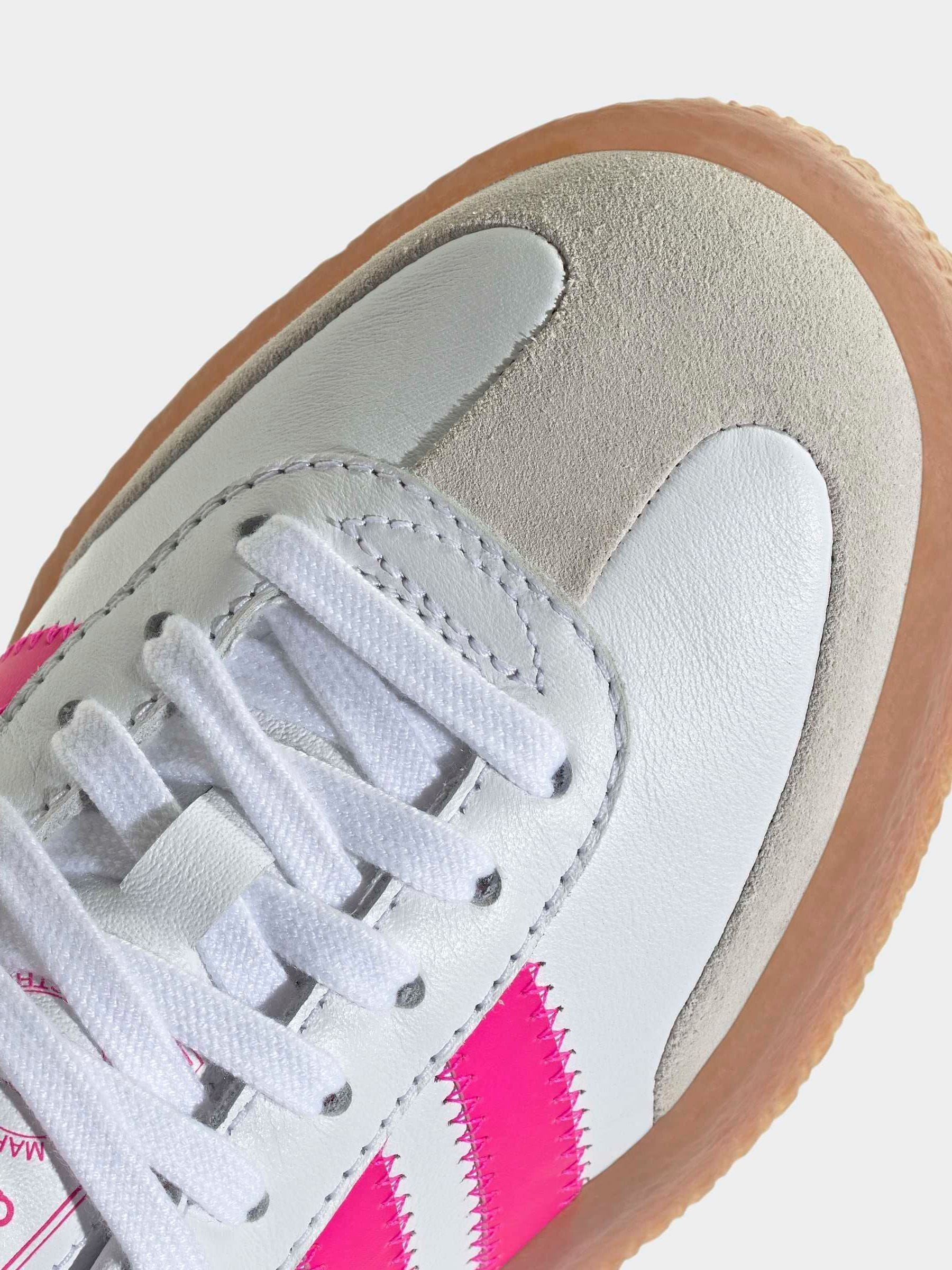 adidas Originals White/Pink Sambae Junior Trainers