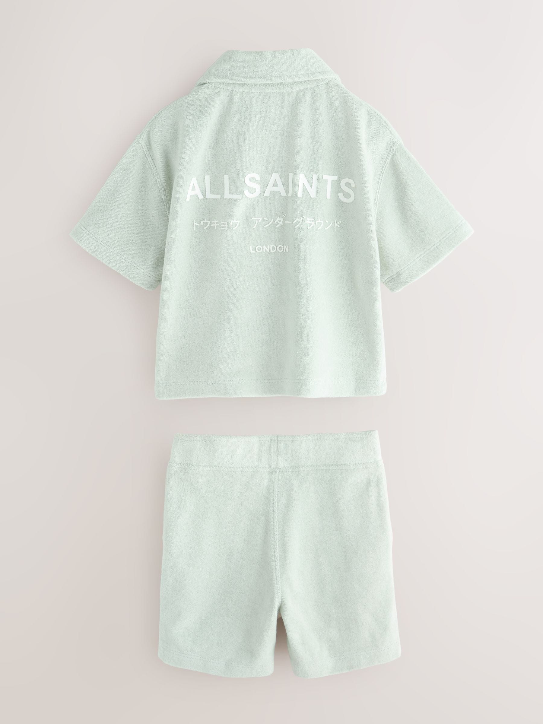 smALLSAINTS Light Green Underground Towelling Shirt and Shorts Set