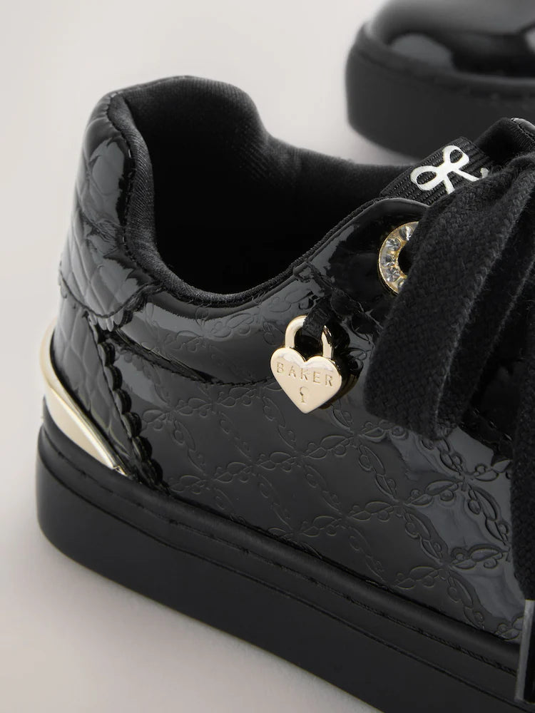 Baker by Ted Baker Back to School Patent Embossed Black Trainers