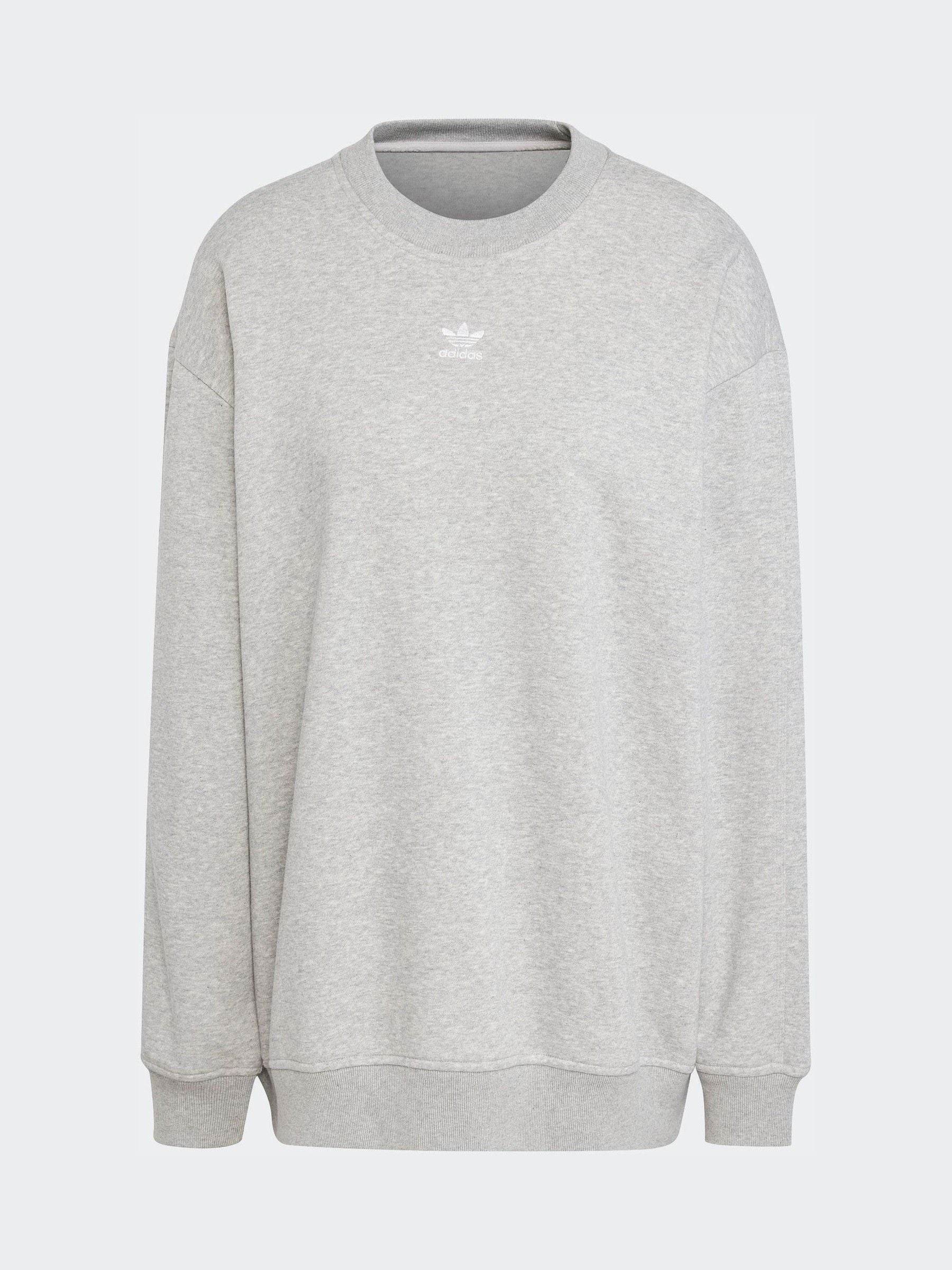 adidas Originals Grey Essentials Fleece Long Oversized Crew Neck Sweatshirt