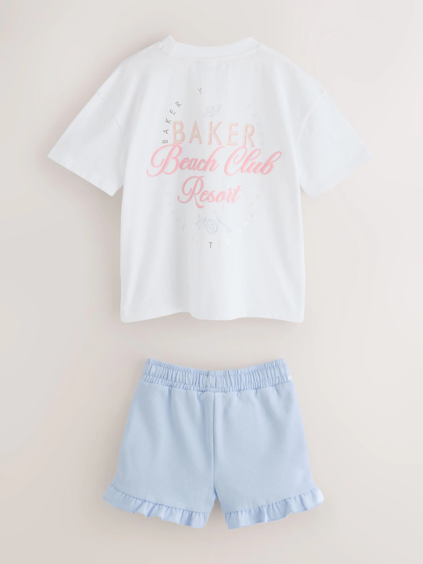 Baker by Ted Baker 2 Piece Oversized Back Graphic T-Shirt & Frill Short Set