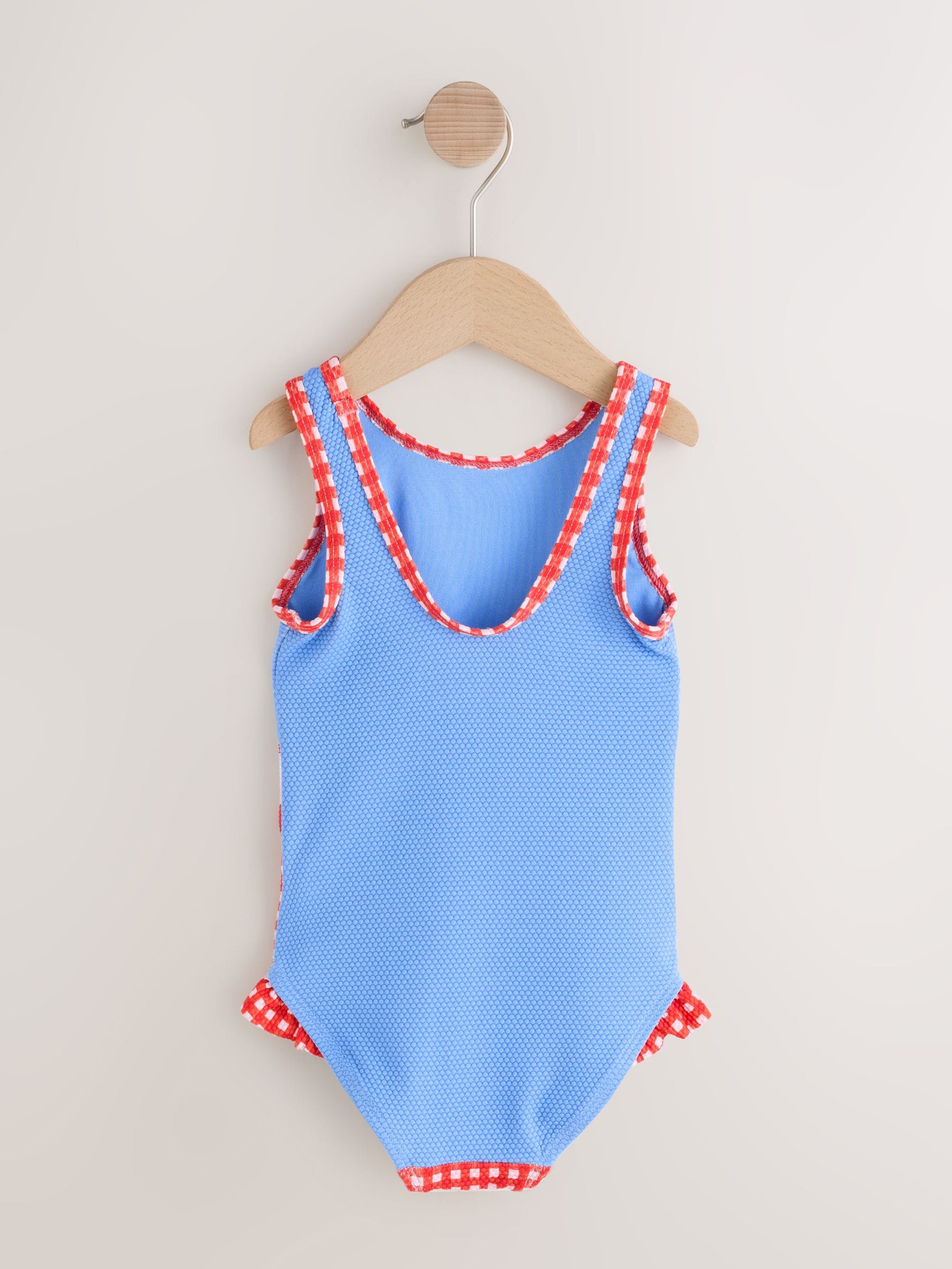 Red/Blue Gingham Picnic Frill Leg Swimsuit (3mths-10yrs)