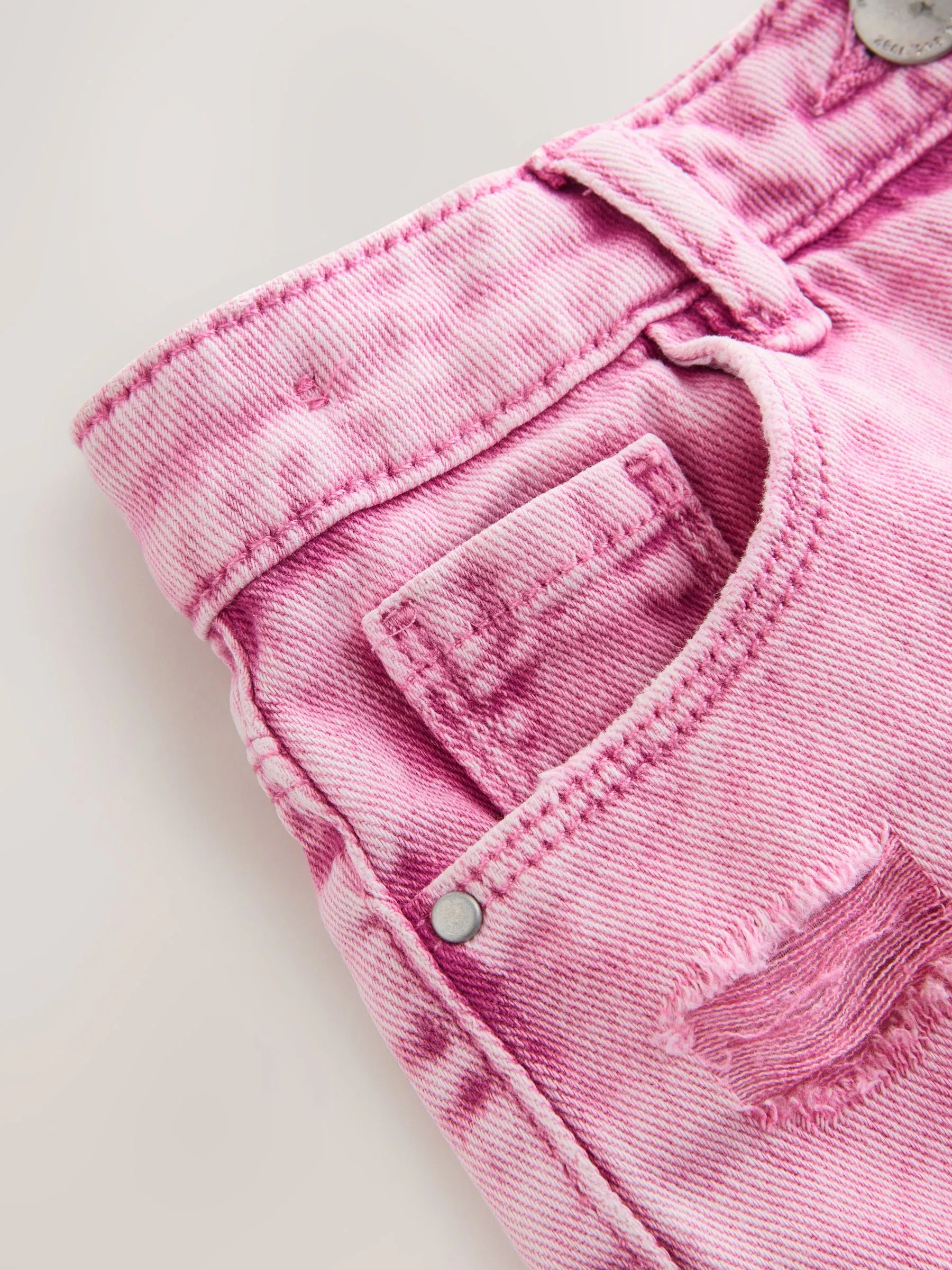 Pink 100% Cotton Frayed Edge Distressed Shorts (3-16yrs)