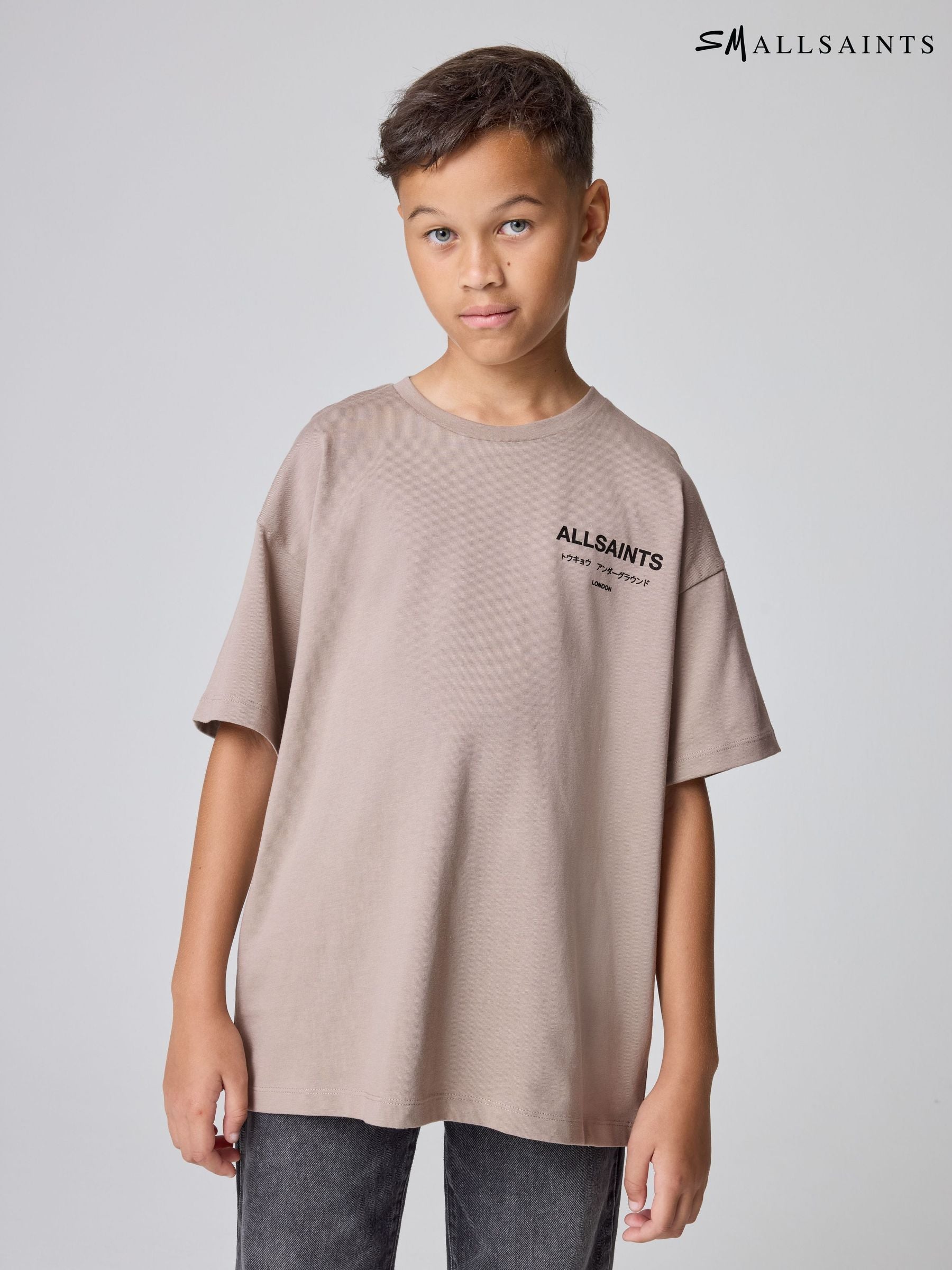 smALLSAINTS Light Brown Oversized Underground Crew Neck Cotton T-Shirt