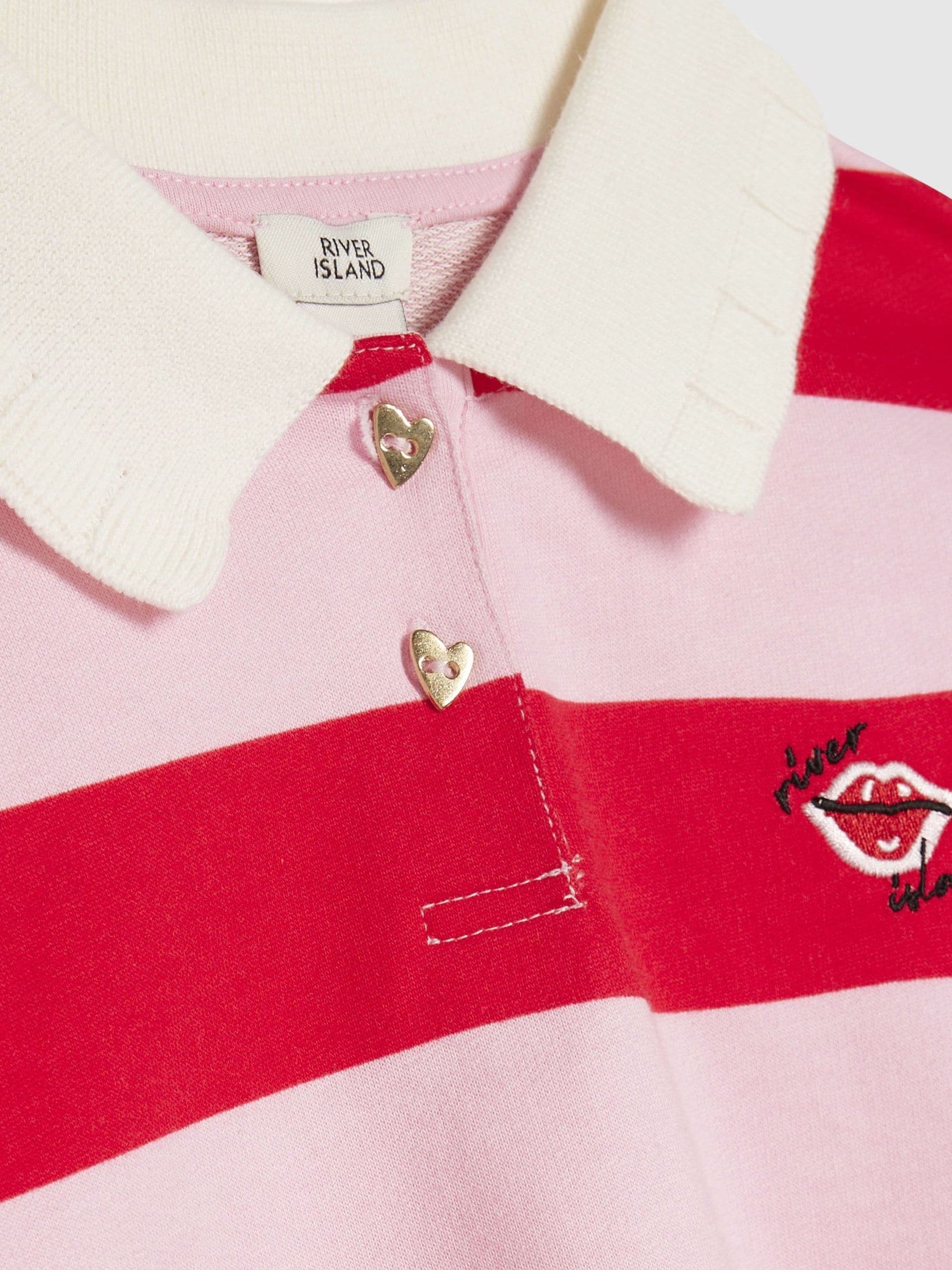 River Island Pink Rugby Stripe Top & Rara Skirt Set