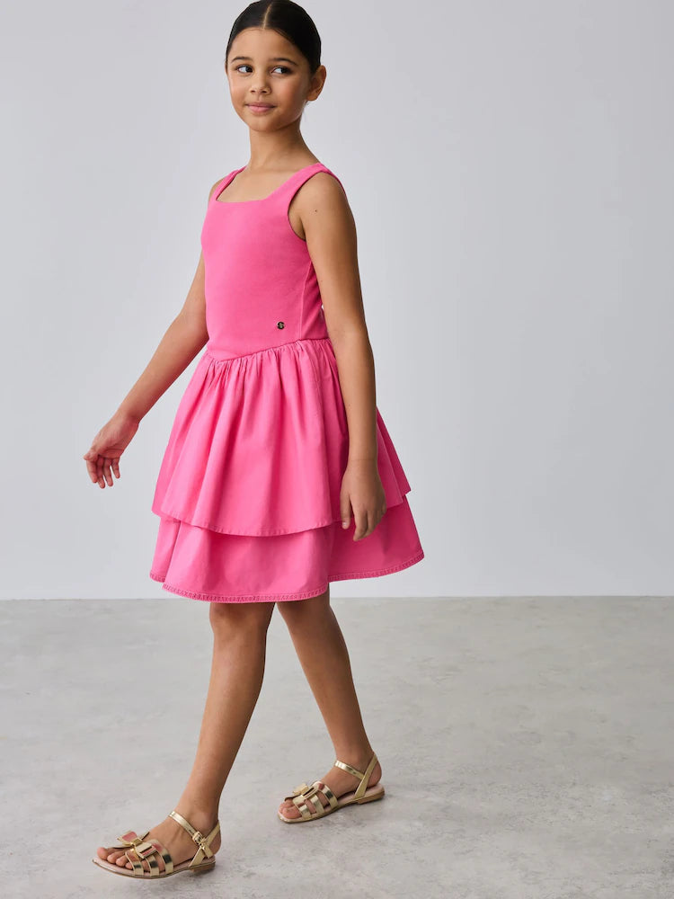 Baker by Ted Baker Pink Waisted Double Layer Skirted Dress
