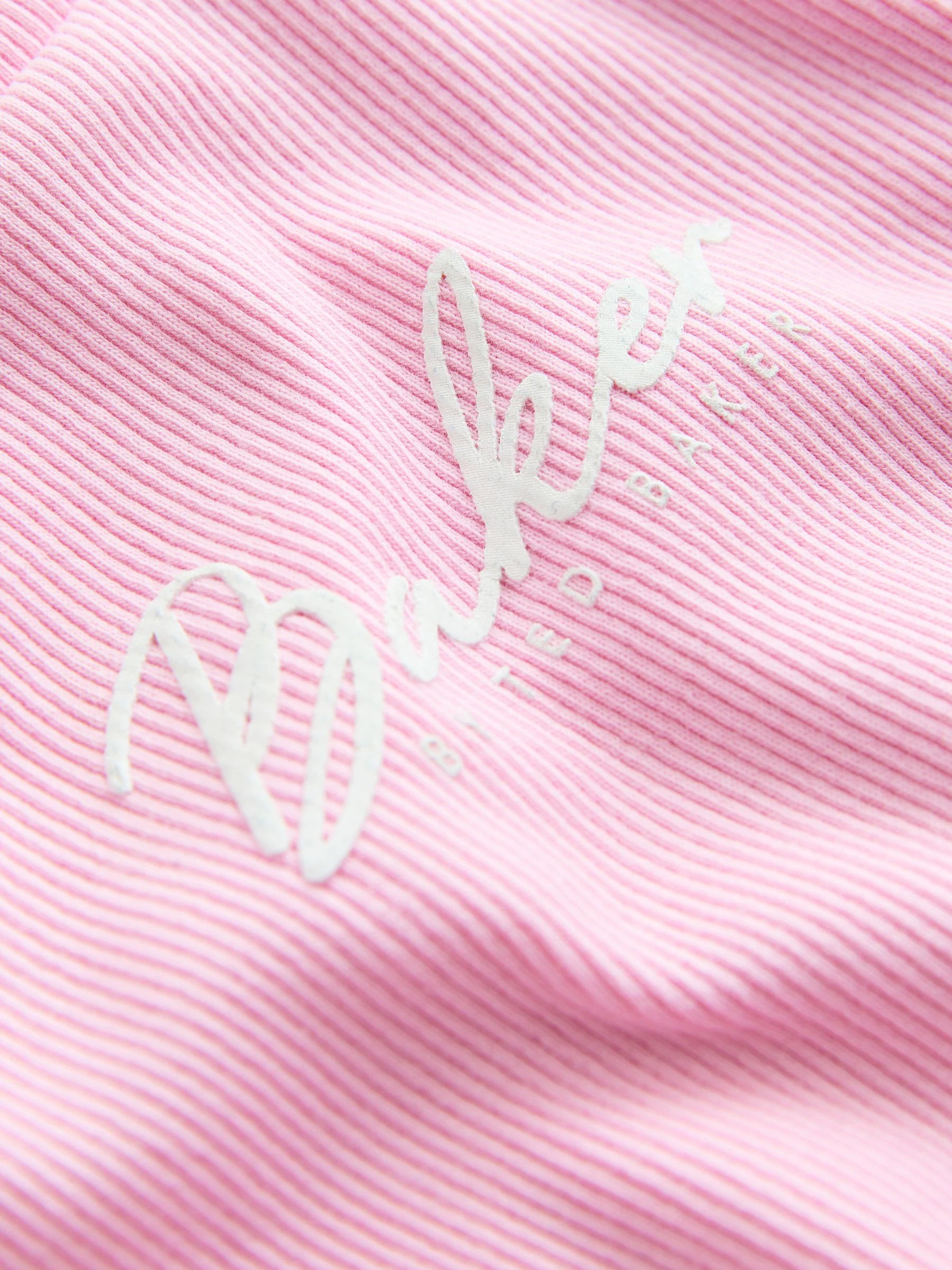 Baker by Ted Baker 2 Piece Pink Ribbed T-Shirt & Pinstripe Trousers Set