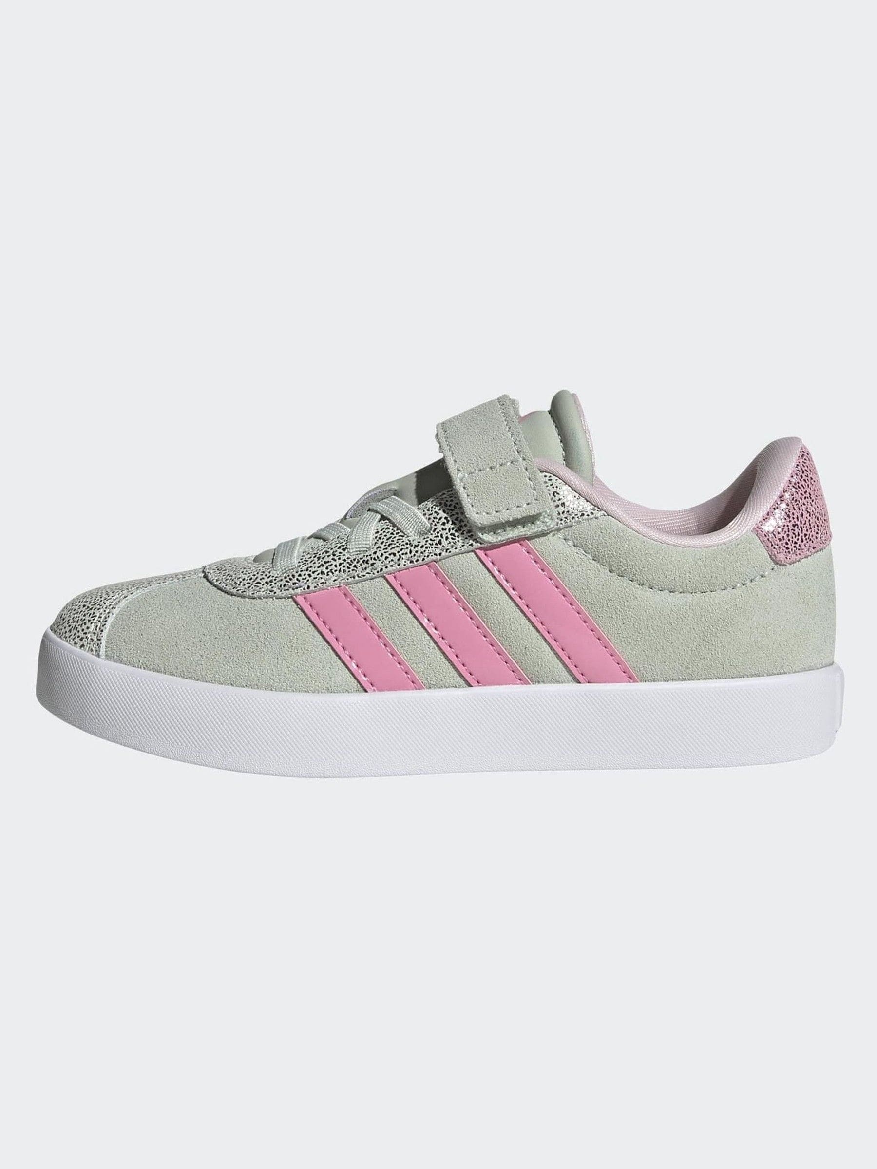 adidas Green VL Court 3.0 Elastic Lace Kids Trainers