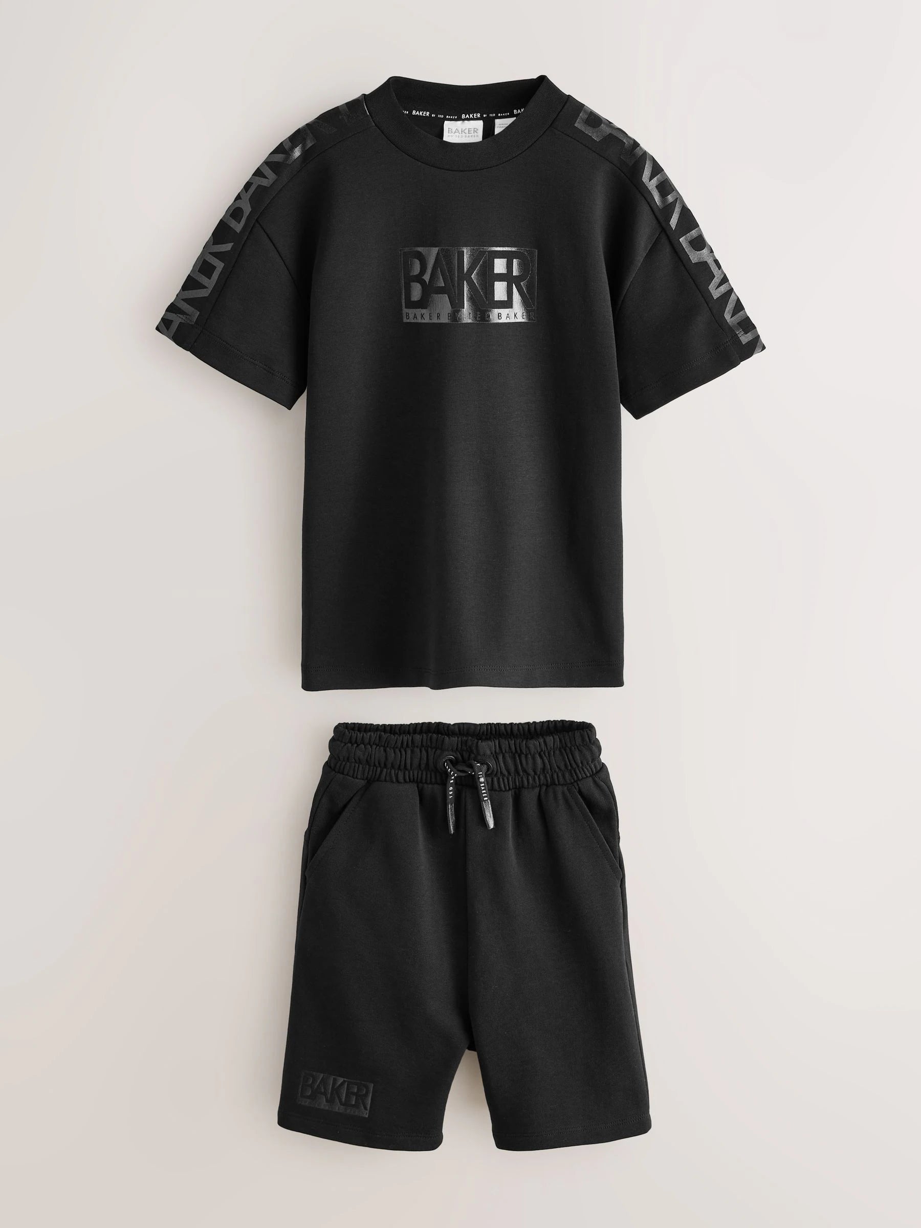 Baker by Ted Baker Oversized Black T-Shirt and Shorts Set