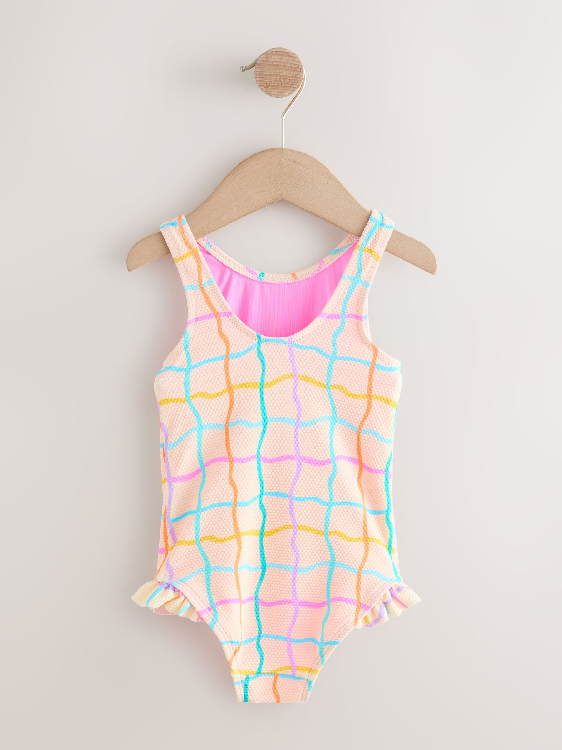 Rainbow Check Frill Leg Swimsuit (3mths-7yrs)