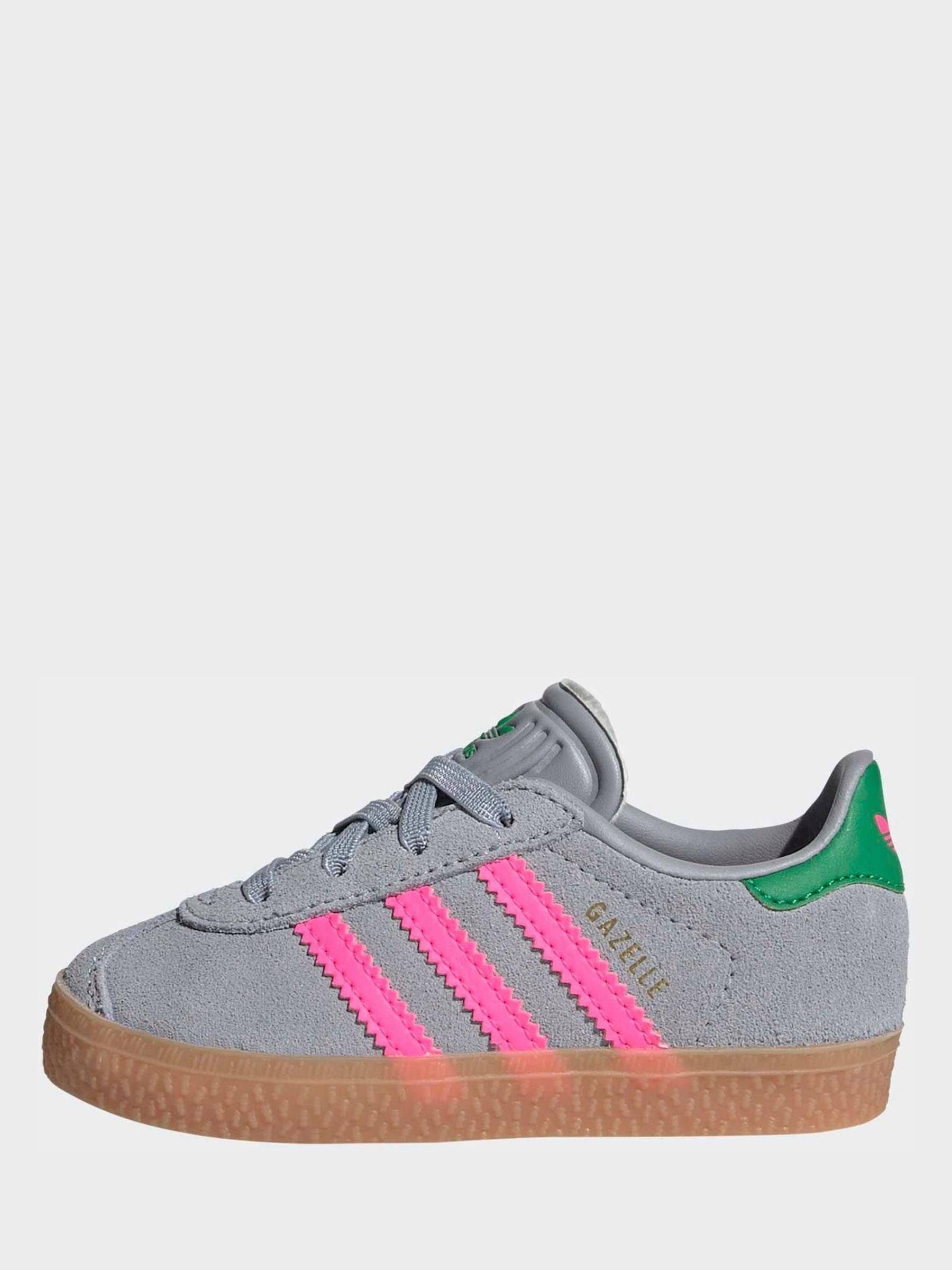 adidas Originals Grey/Pink Gazelle Comfort Closure Elastic Laces Infant Trainers