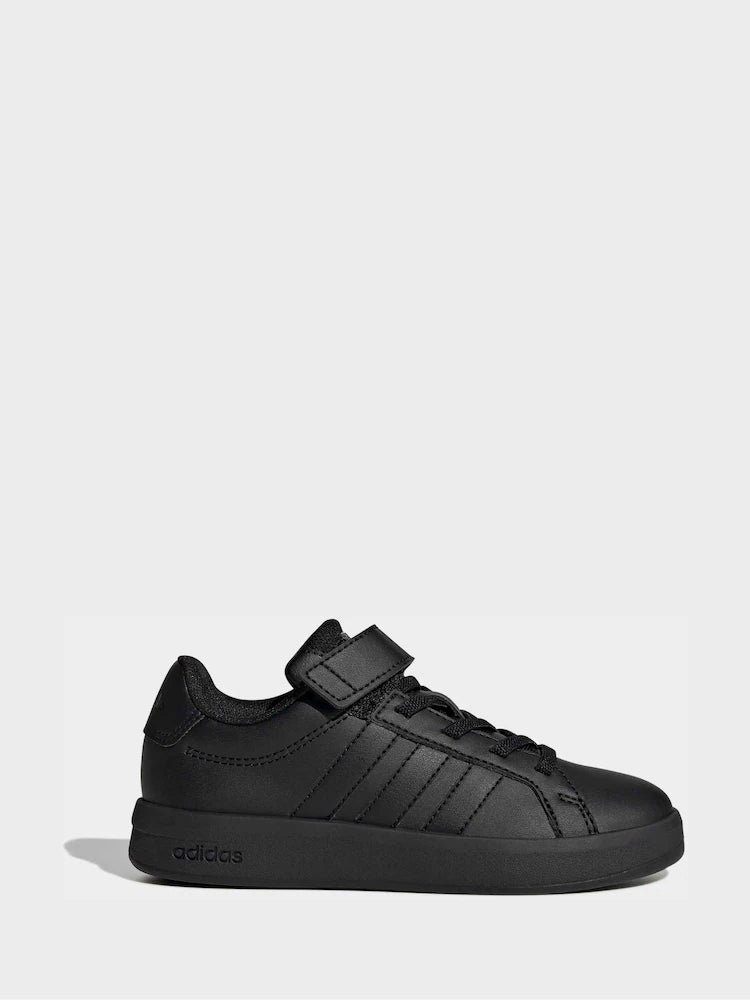 adidas Black Grand Court 3.0 Elastic Lace Kids Trainers