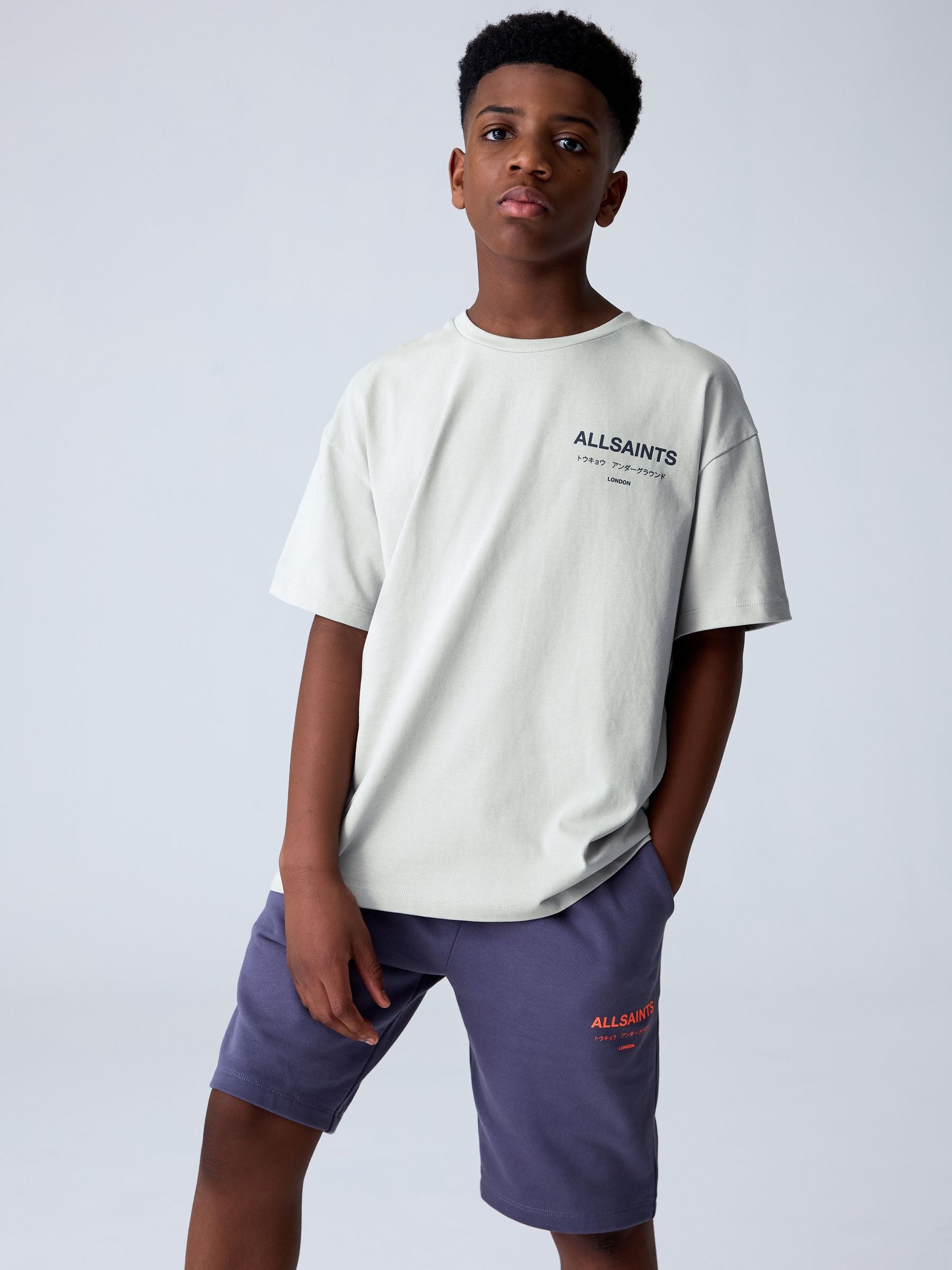 smALLSAINTS Light Grey Oversized Underground Crew Neck Cotton T-Shirt