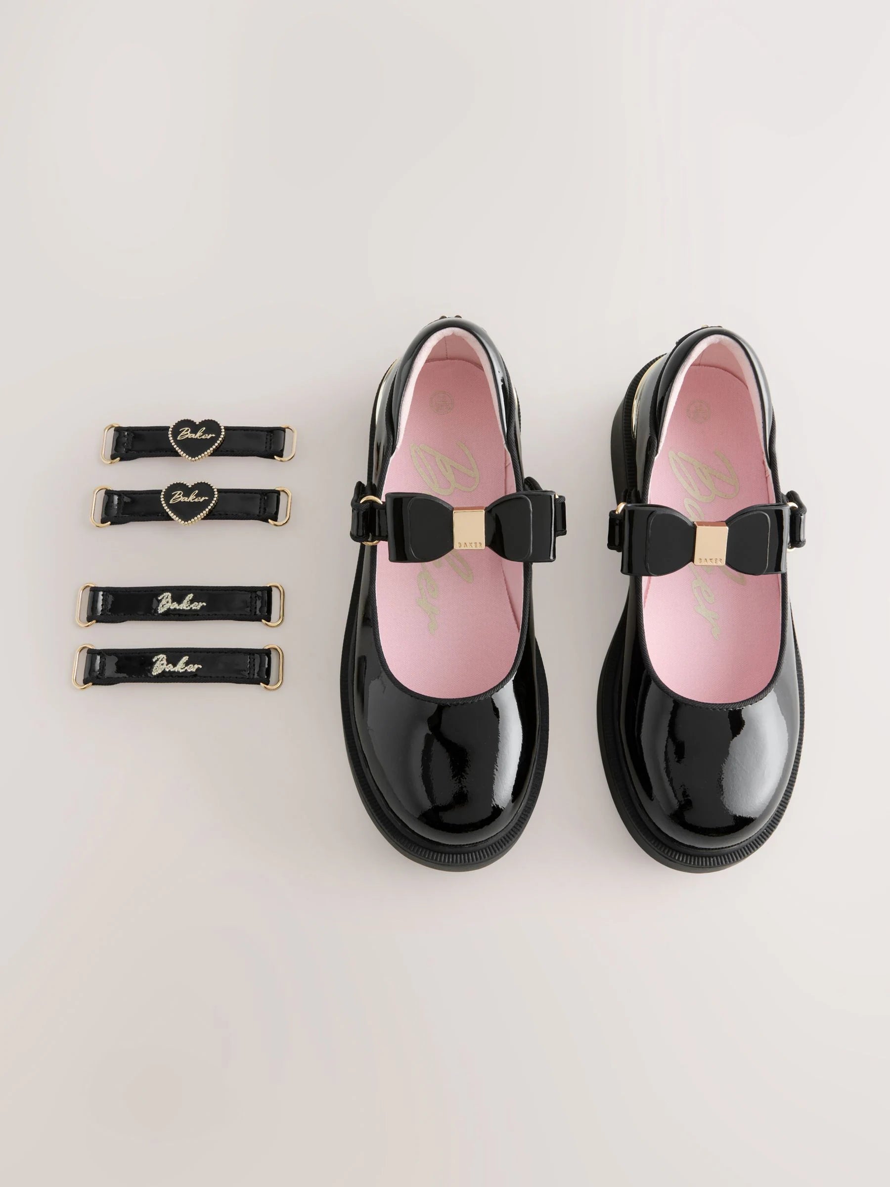 Baker by Ted Baker Back to School Patent Multiple Straps Chunky Mary Jane Black Shoes
