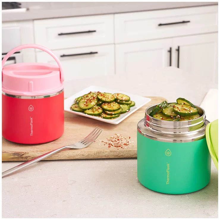 ThermoFlask 590ml Insulated Food Jar 2 Pack Green And Red