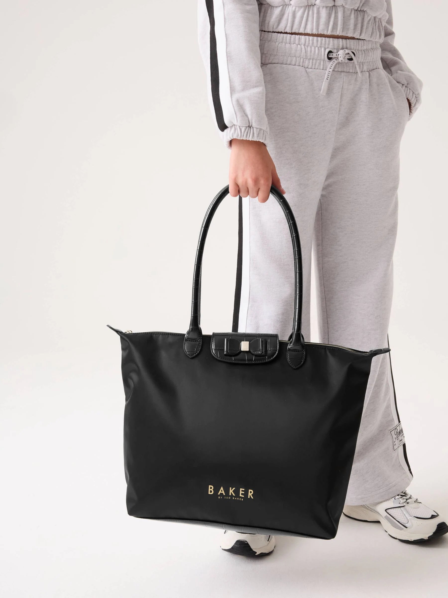 Baker by Ted Baker Black Back to School Childrens Nylon With Croc Bow Medium Tote Bag