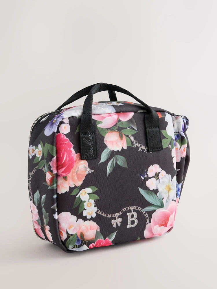Baker by Ted Baker Black Back to School Childrens Floral Bow Lunch Bag