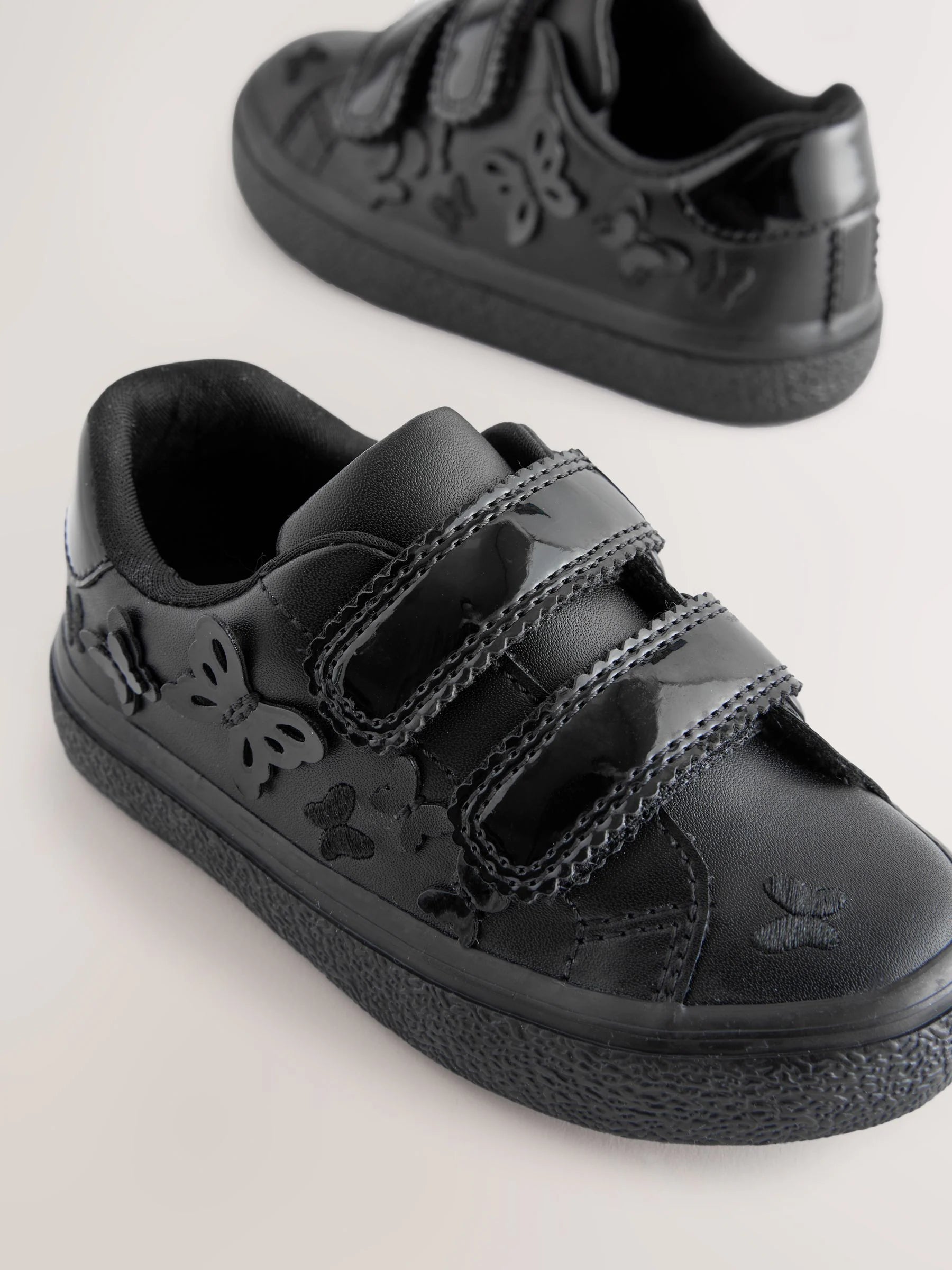 Black 2V Butterfly School Trainers