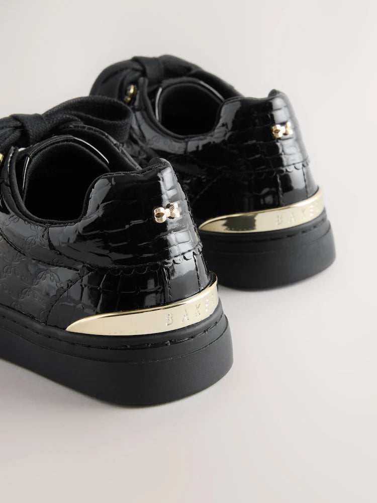 Baker by Ted Baker Back to School Patent Embossed Black Trainers