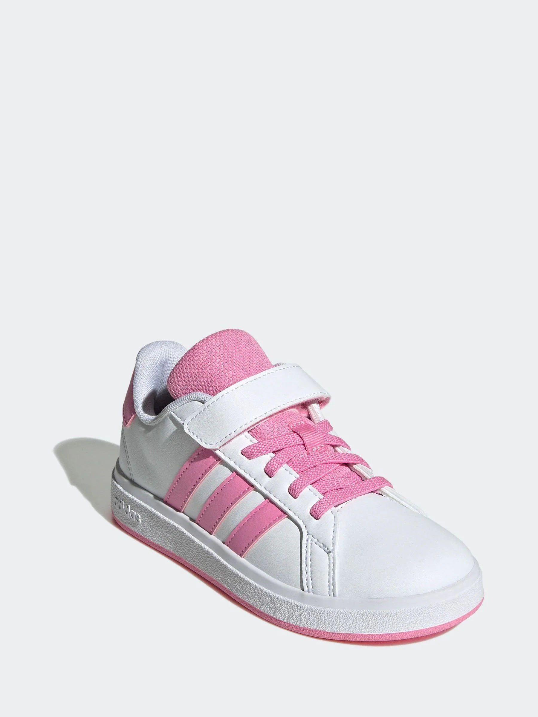 adidas White/Pink Grand Court 2.0 Easy On Kids Trainers