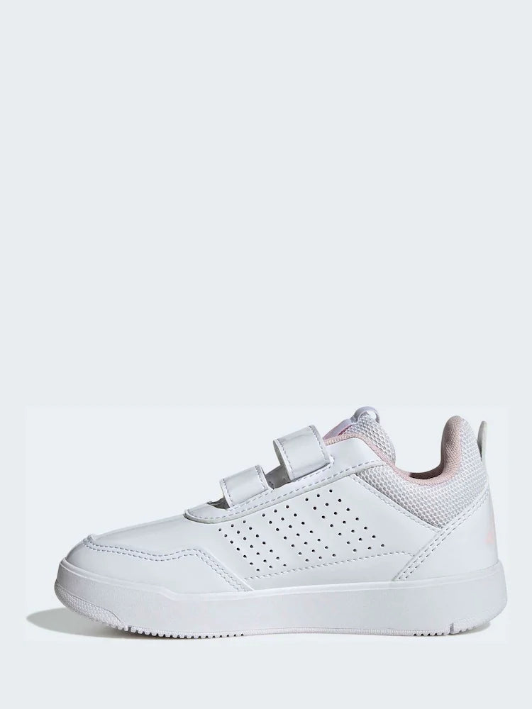 adidas White Pink Hook and Loop Tensaur Sport 3.0 Junior Trainers