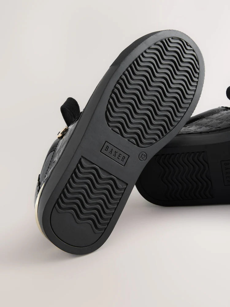 Baker by Ted Baker Back to School Patent Embossed Black Trainers