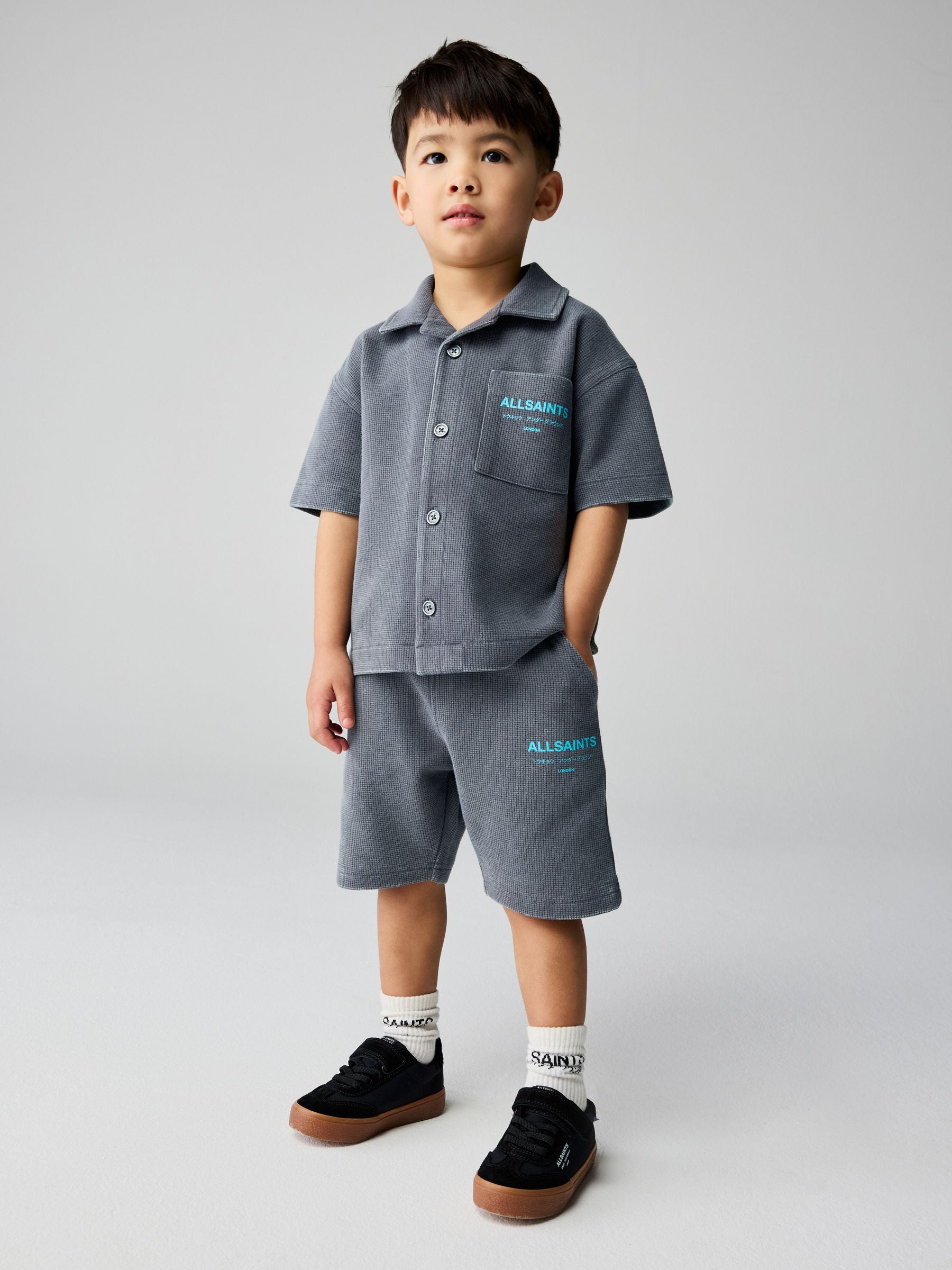 smALLSAINTS Washed Black Underground Waffle Shirt and Short Younger Set