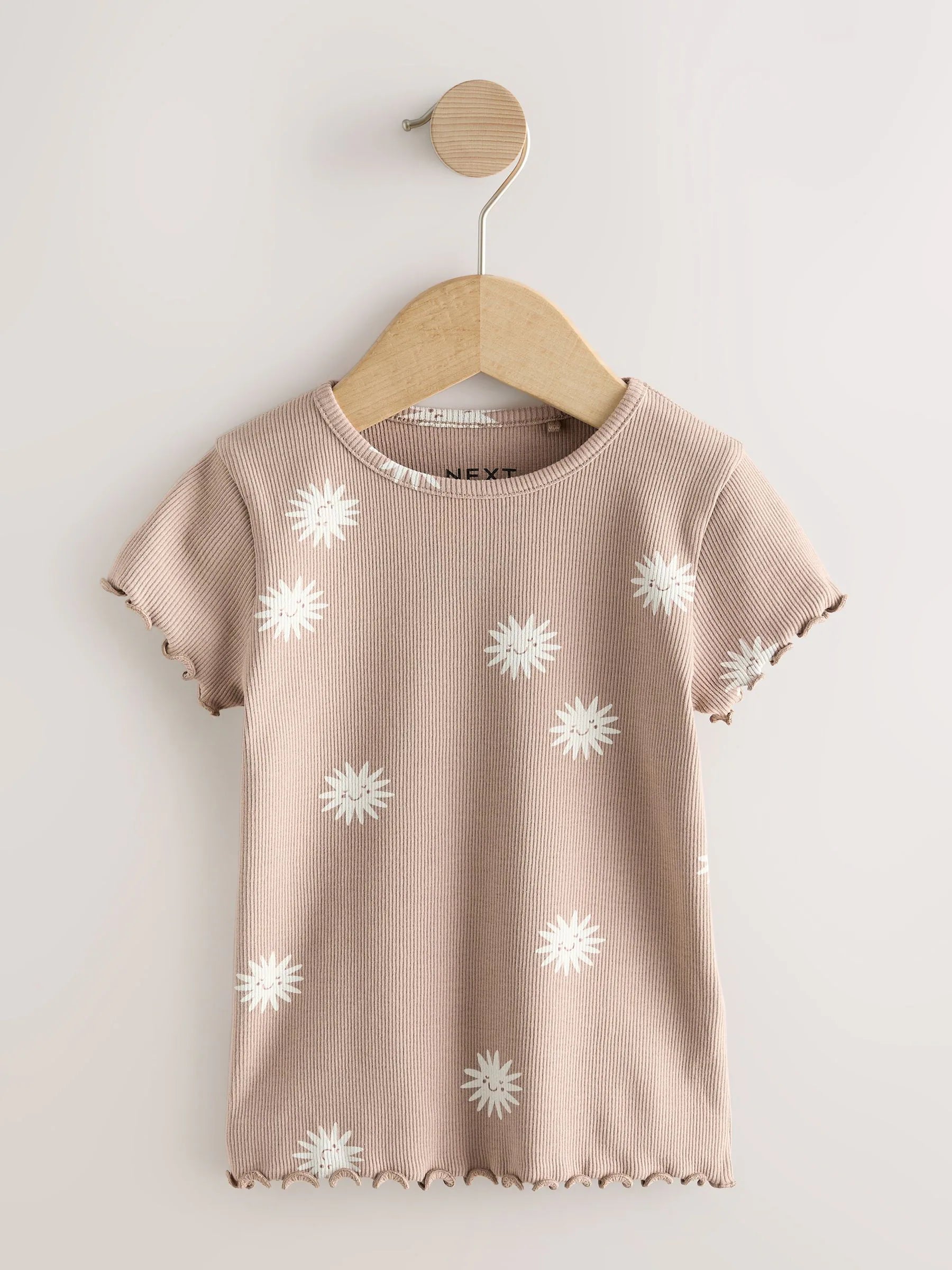 Neutral Ribbed Short Sleeve Tops 5 Pack (3mths-7yrs)