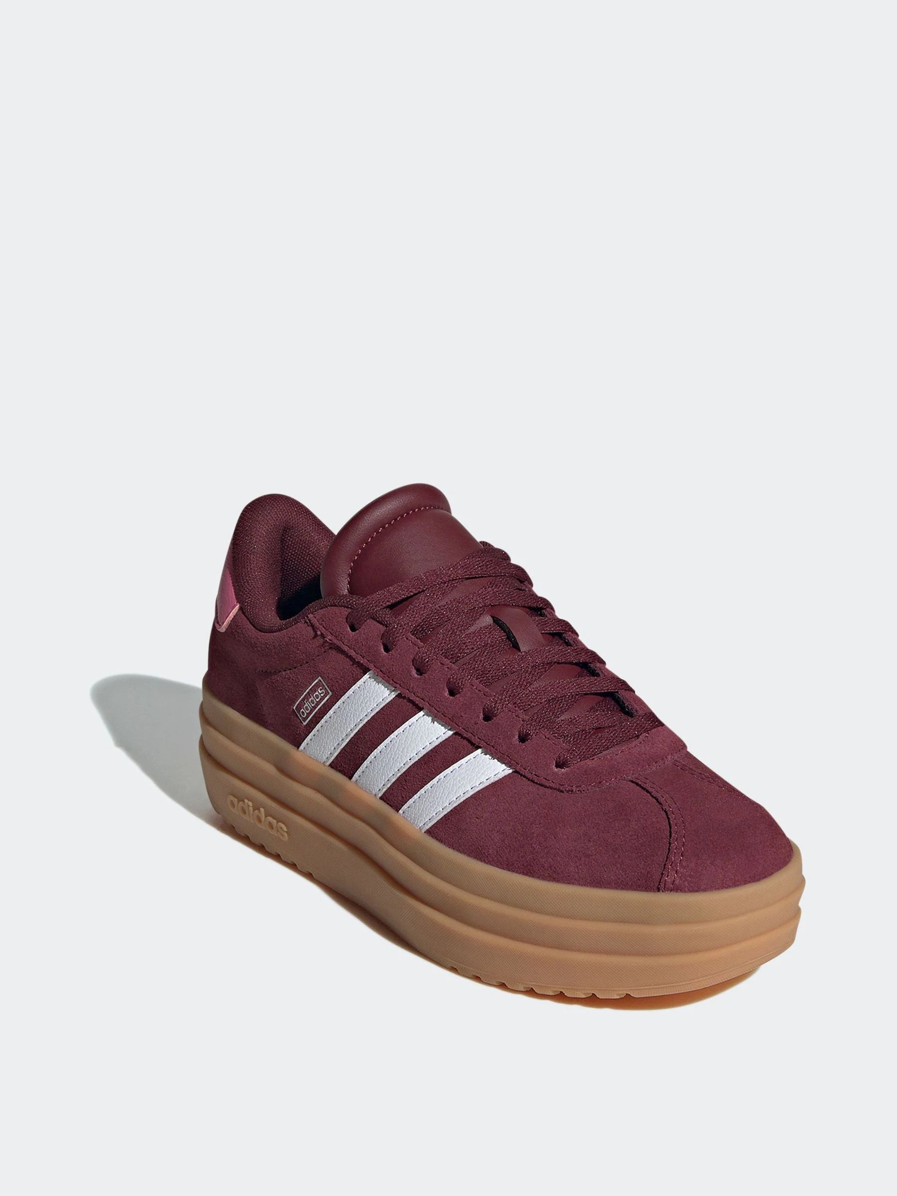 adidas Burgundy Red VL Court Bold Lace Junior Trainers