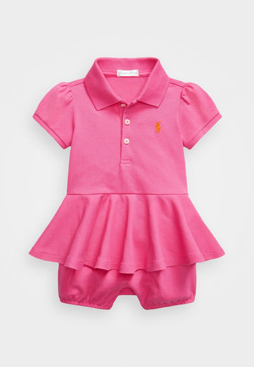 Polo Ralph Lauren STRETCH MESH PEPLUM POLO SHORTALL - Jumpsuit - belmont pink/dusk orange