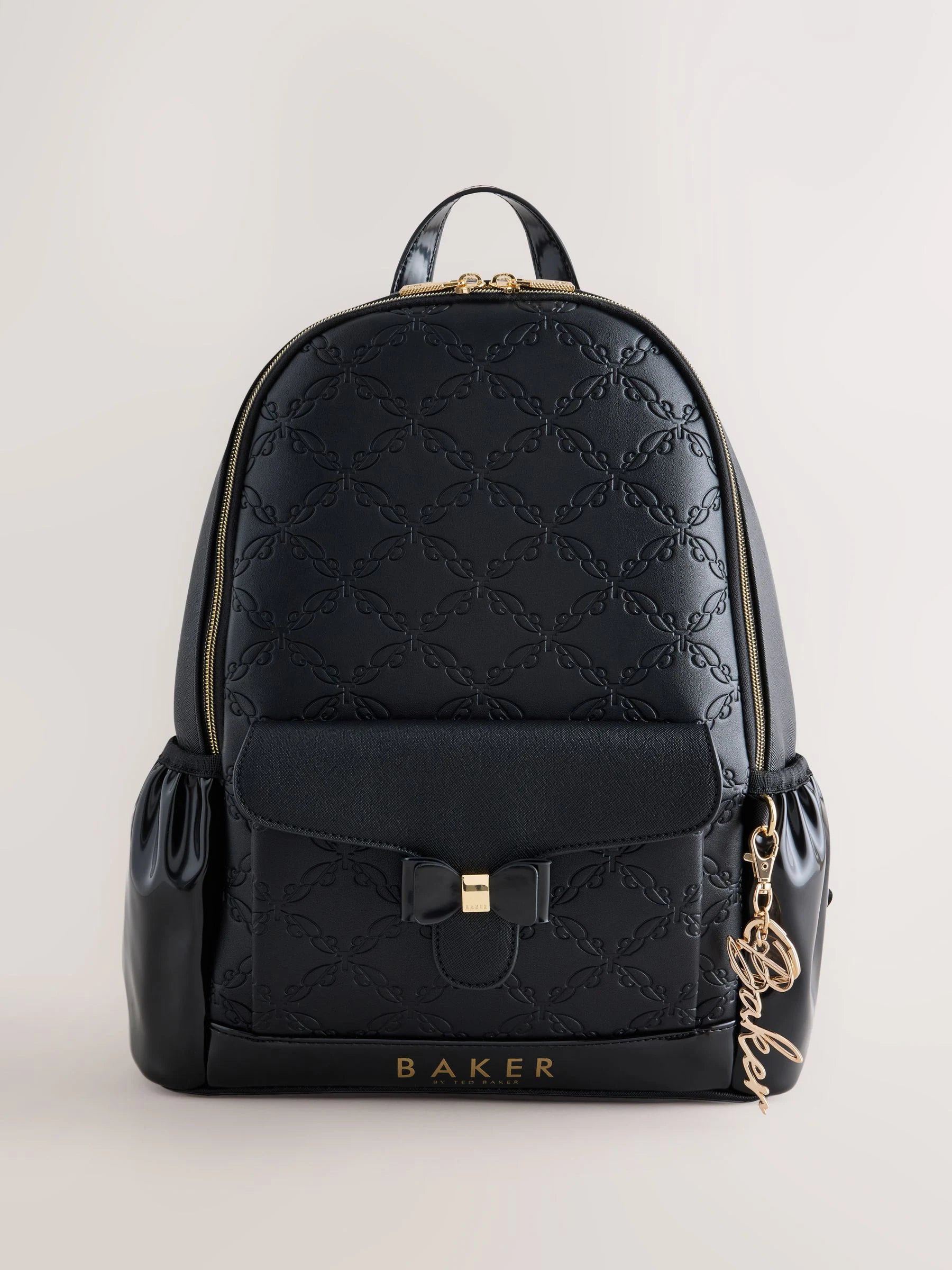 Baker by Ted Baker Black Back to School Childrens Embossed Bow Backpack