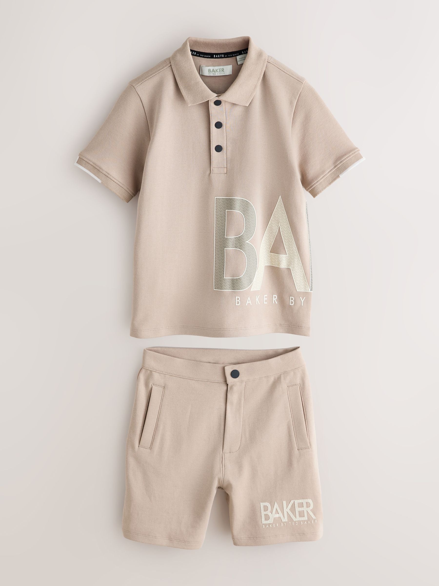 Baker by Ted Baker Stone Graphic Polo Shirt and Shorts Set