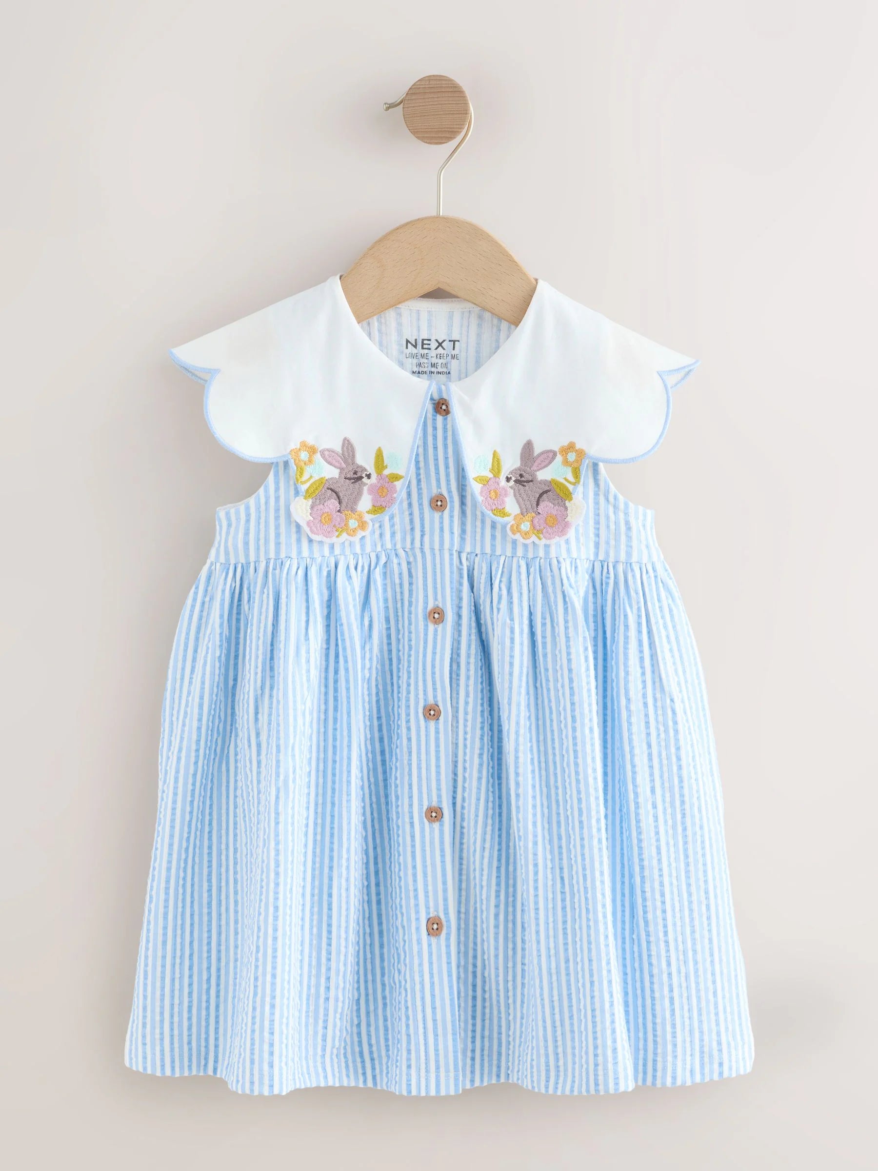Blue Striped Collared Summer Dress (3mths-7yrs)