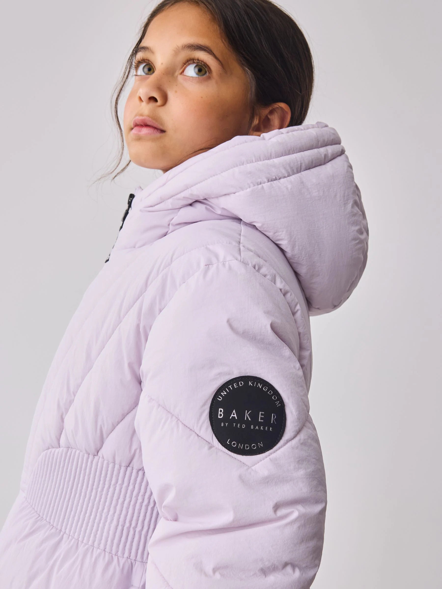 Baker by Ted Baker Shower Resistant Lilac Shirred Padded Coat