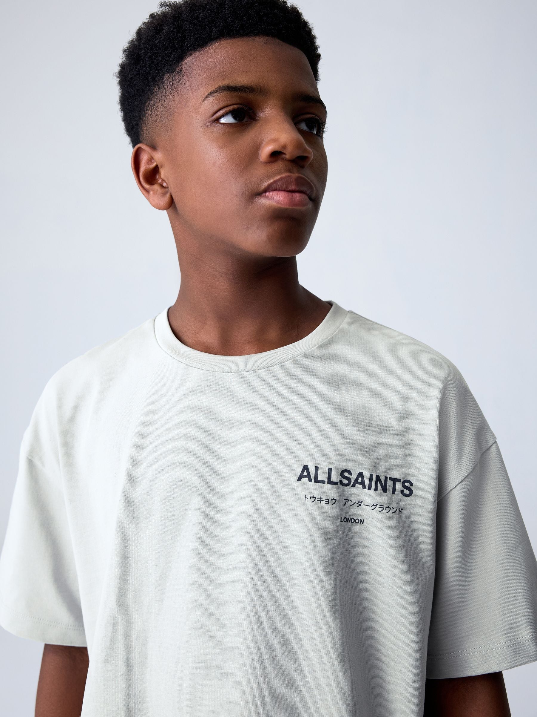 smALLSAINTS Light Grey Oversized Underground Crew Neck Cotton T-Shirt