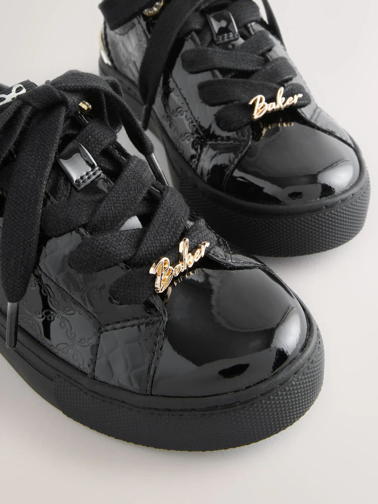 Baker by Ted Baker Back to School Patent Embossed Black Trainers