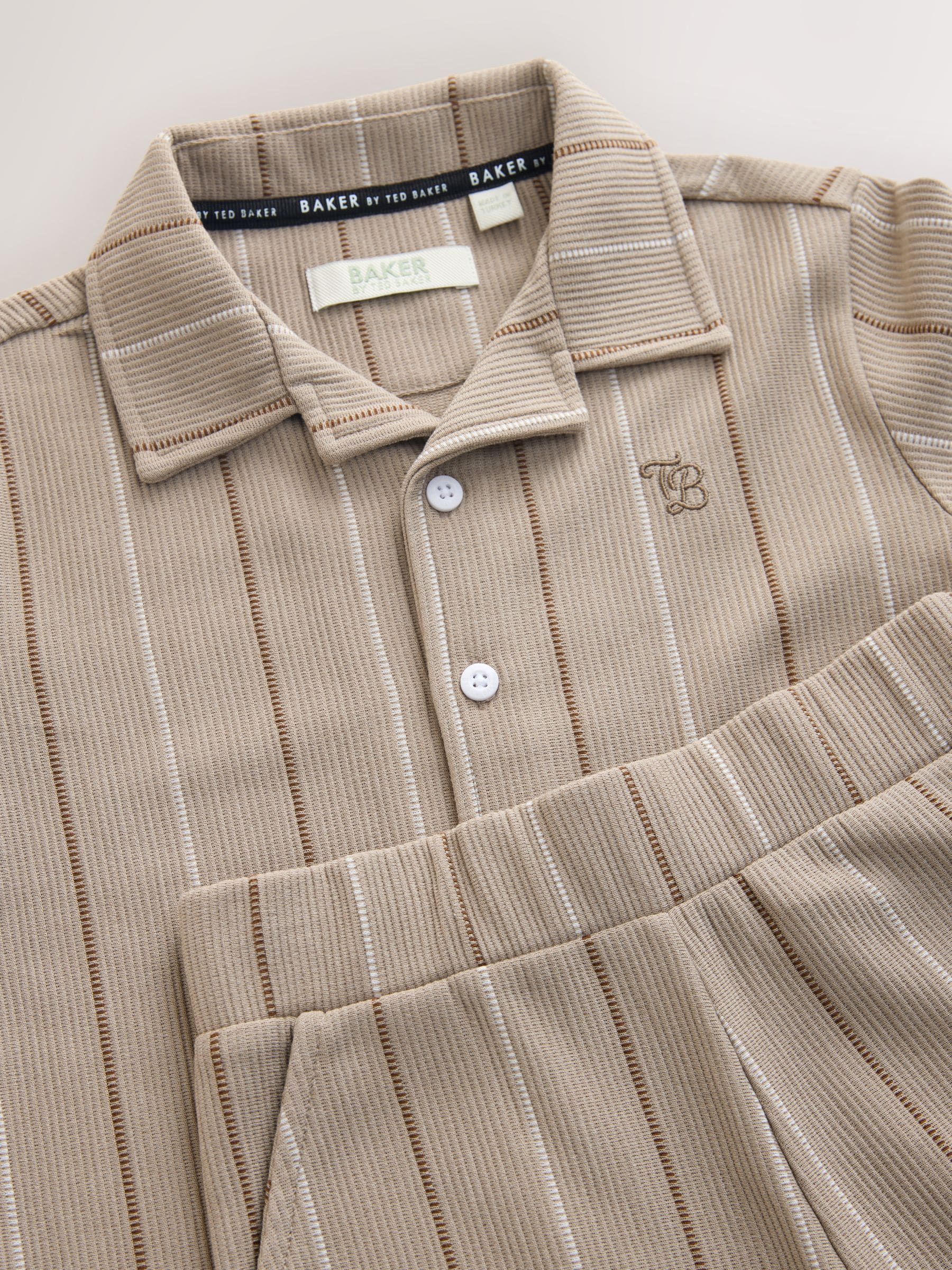 Baker by Ted Baker Stripe Brown Shirt and Shorts Set