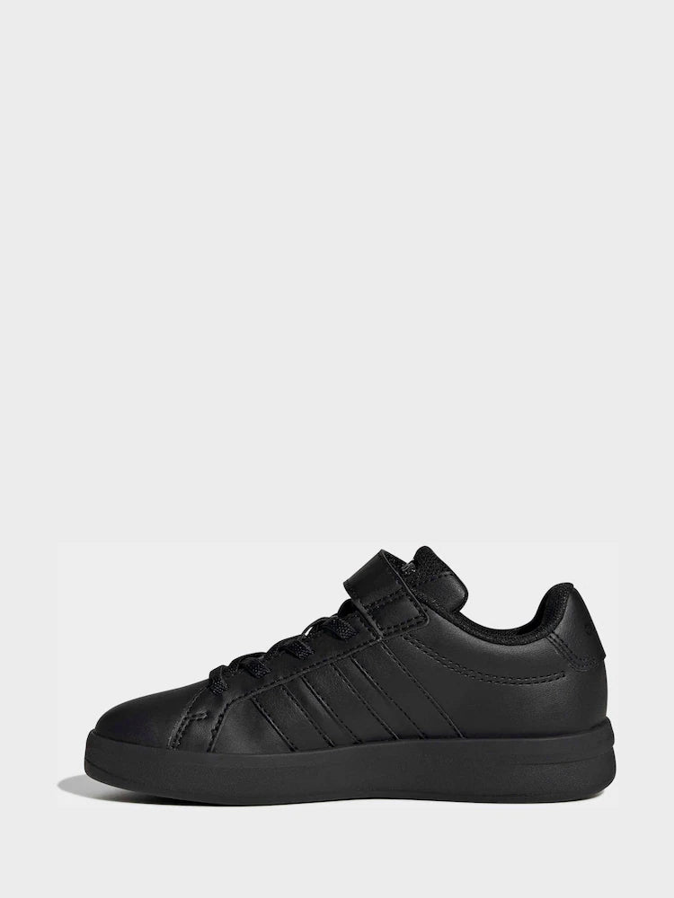 adidas Black Grand Court 3.0 Elastic Lace Kids Trainers