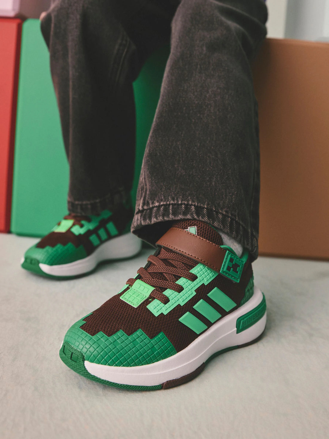 adidas Brown Minecraft Pro Elastic Lace Kids Trainers