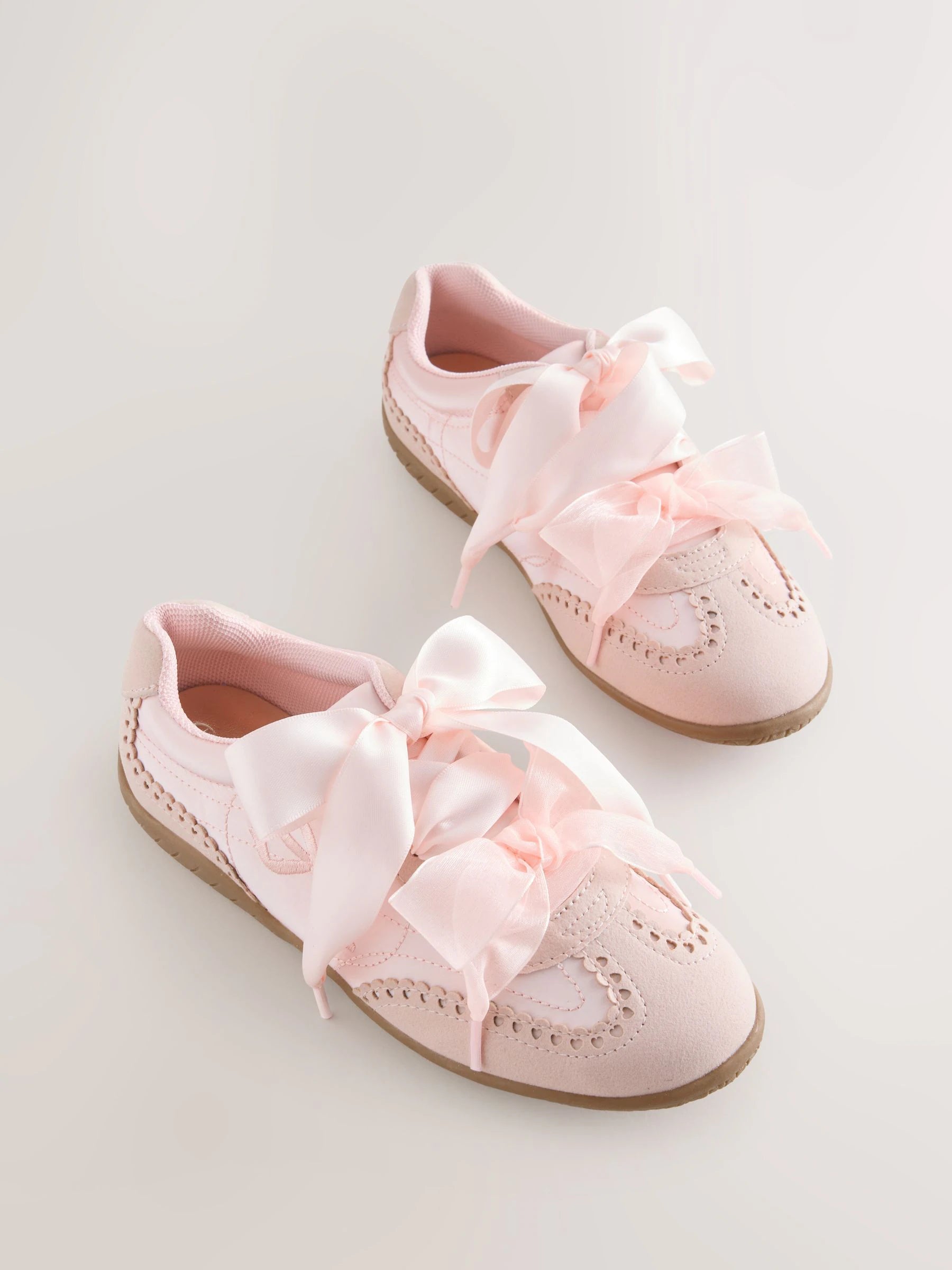 Baker by Ted Baker Pink Satin Gum Sole Ballet Trainers